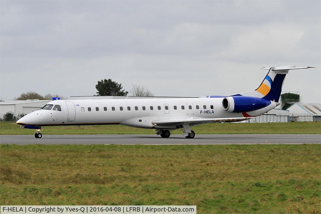 F-HELA, 1999 Embraer EMB-145EU (ERJ-145EU) C/N 145167, Embraer ERJ-145EU, Taxiing to holding point rwy 25L, Brest-Bretagne airport (LFRB-BES)