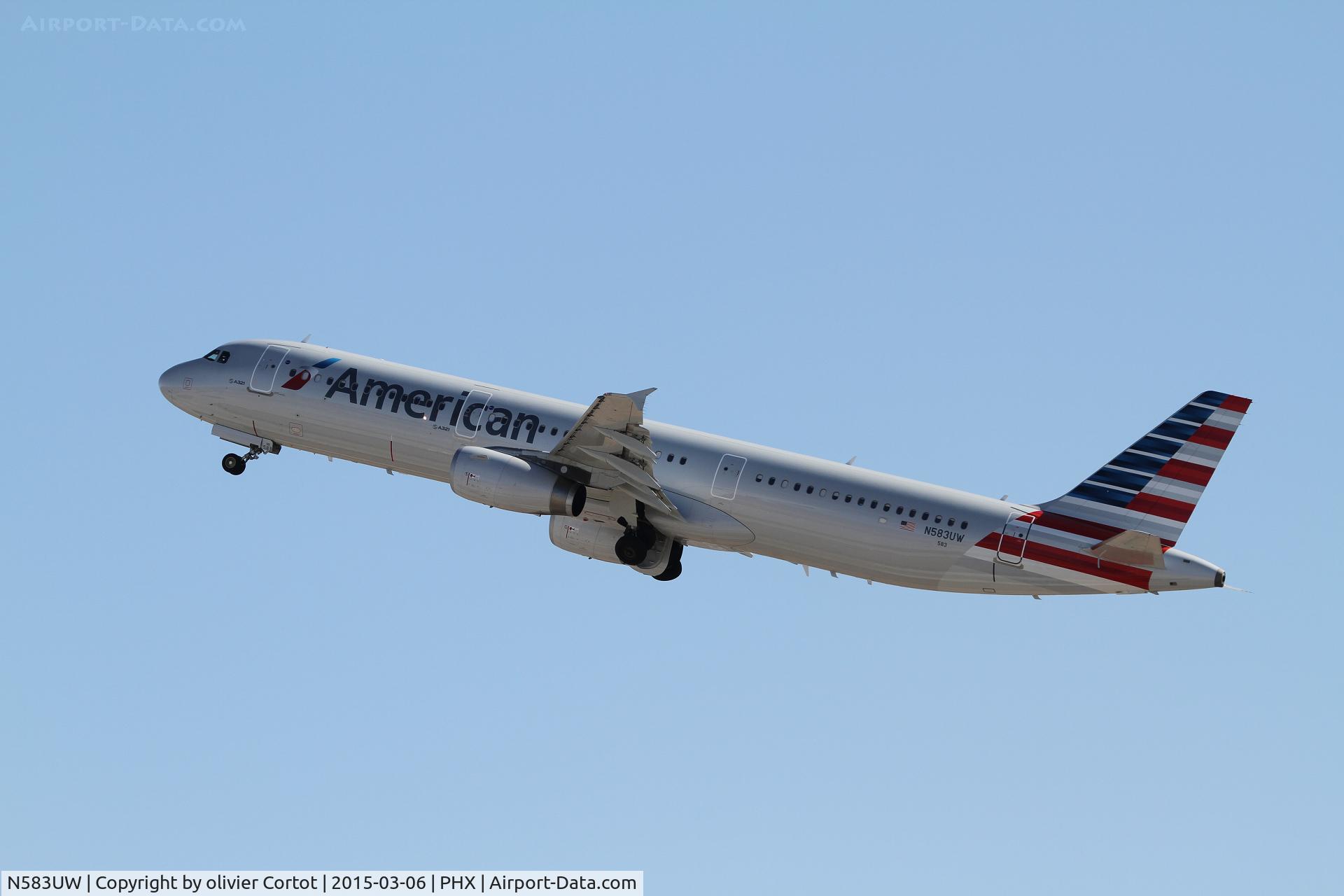N583UW, 2014 Airbus A321-231 C/N 6181, leaving Phoenix