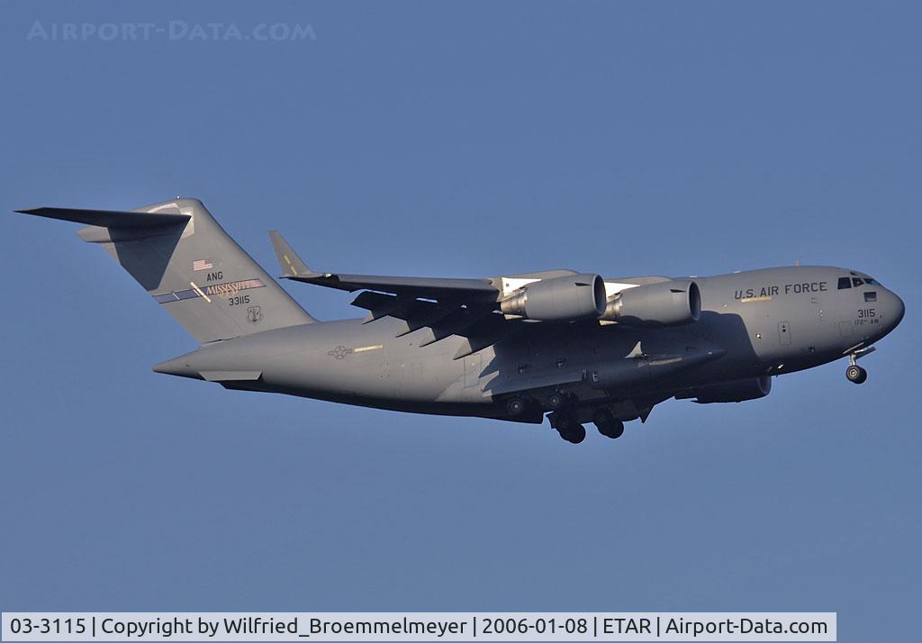 03-3115, 2003 Boeing C-17A Globemaster III C/N R-115, US Air Force / Approach to Runway 08