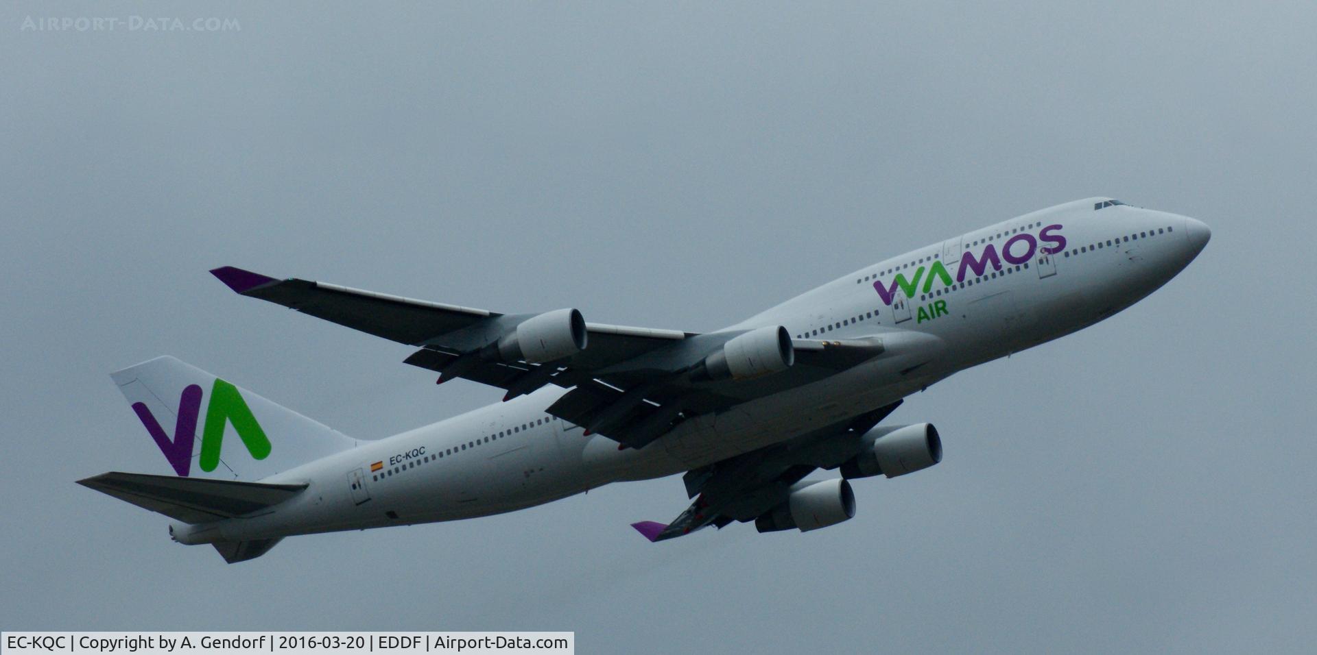 EC-KQC, 1994 Boeing 747-412 C/N 26549, Wamos, seen here climbing out at Frankfurt Rhein/Main(EDDF), operating a flight for Condor