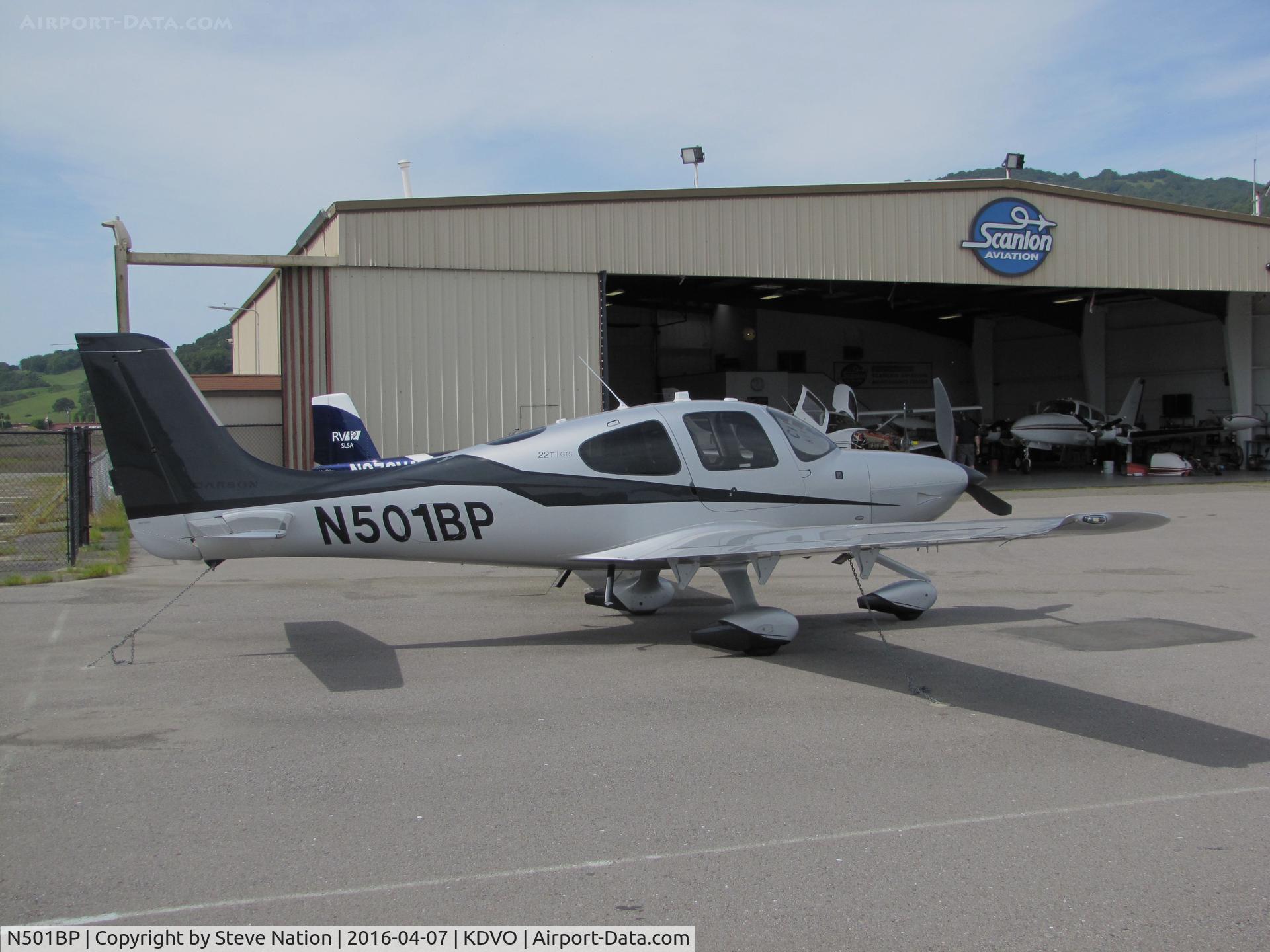 N501BP, 2014 Cirrus SR22T C/N 0882, 2014 Cirrus SR22T in for maintenance @ Gnoss Field, Novato, CA