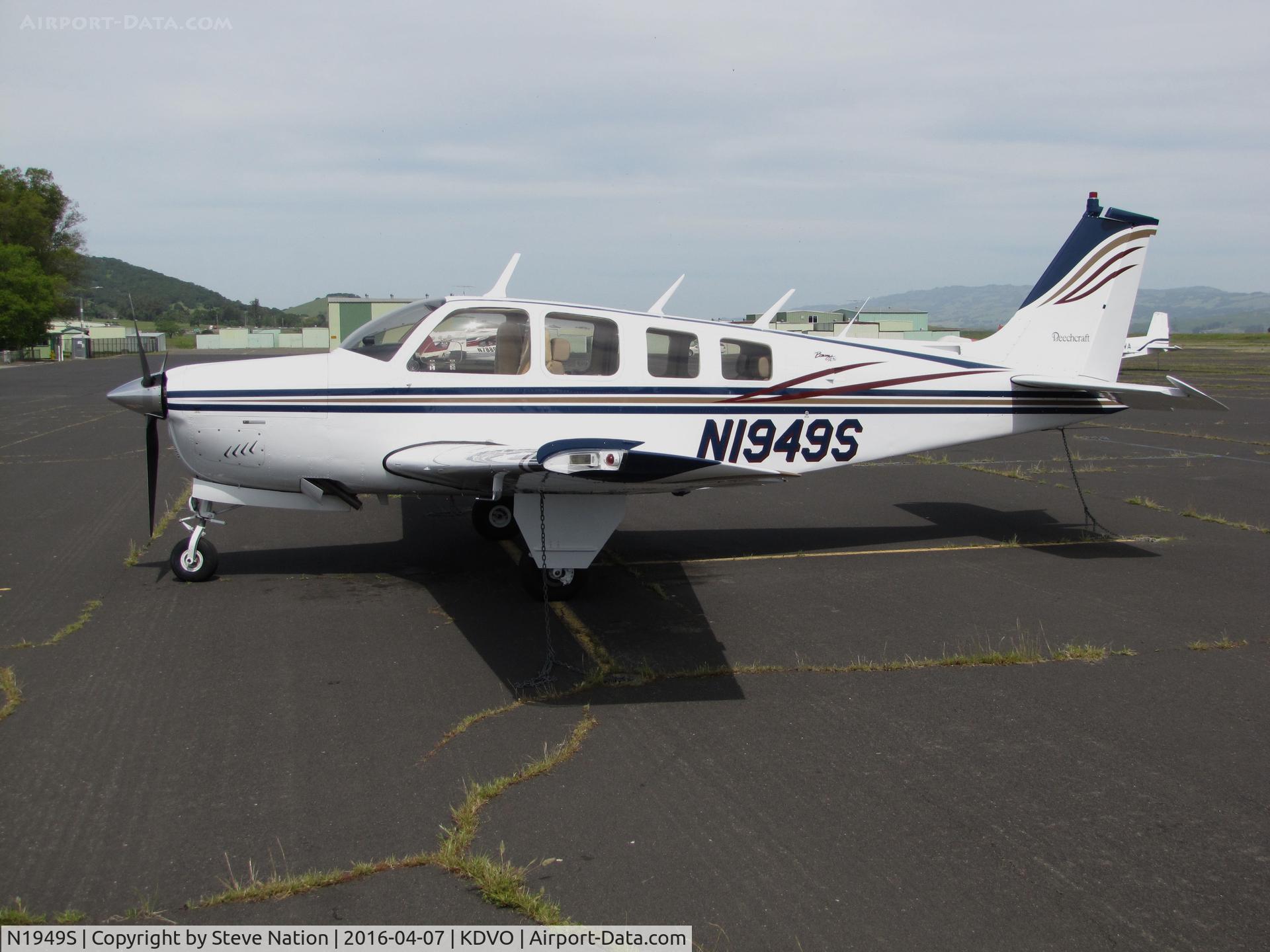 N1949S, 1977 Beech A36 Bonanza 36 C/N E-1011, Karter Transportion Enterprise LLC (Carmel, CA) 1977 Beech A36 Bonanza visiting Gnoss Field, Novato, CA