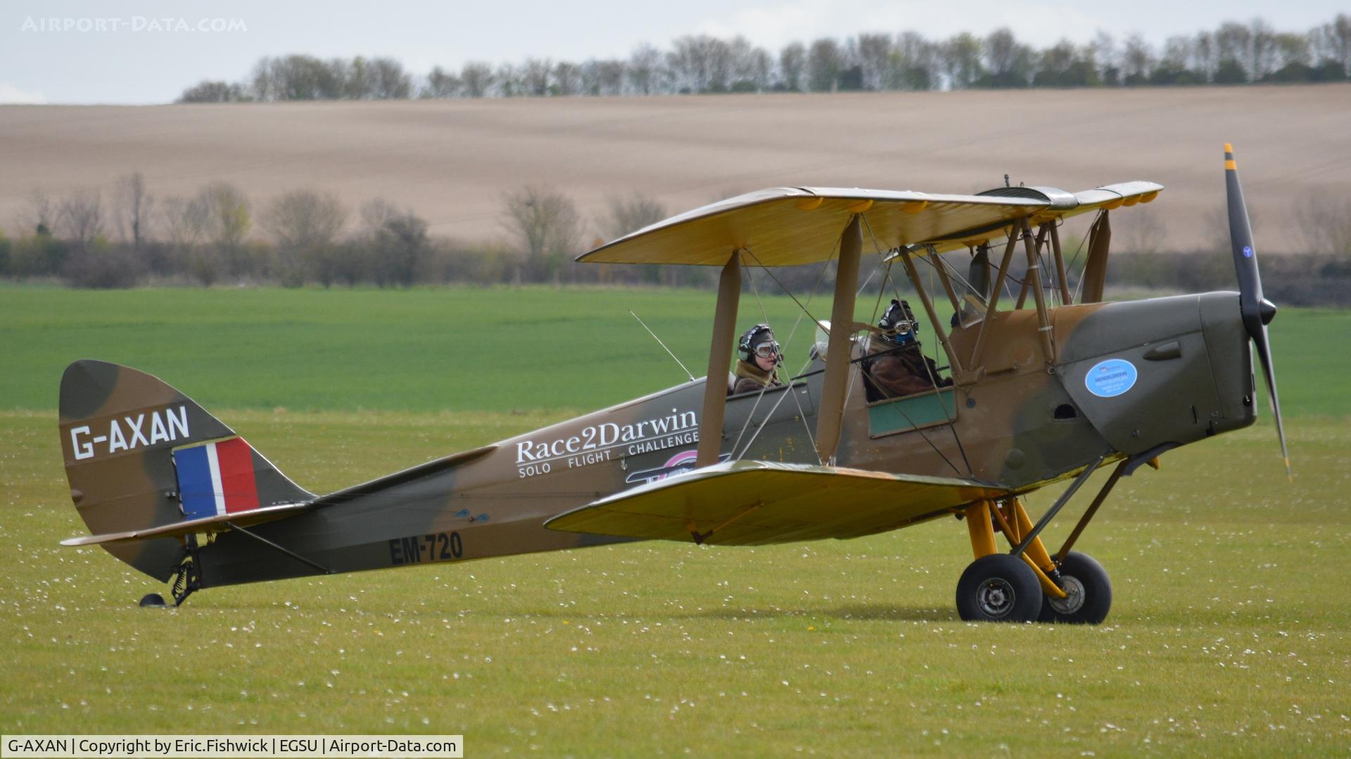 G-AXAN, 1943 De Havilland DH-82A Tiger Moth II C/N 85951, 2. G-AXAN preparing to depart The Imperial War Museum, Duxford, Cambridgshire.