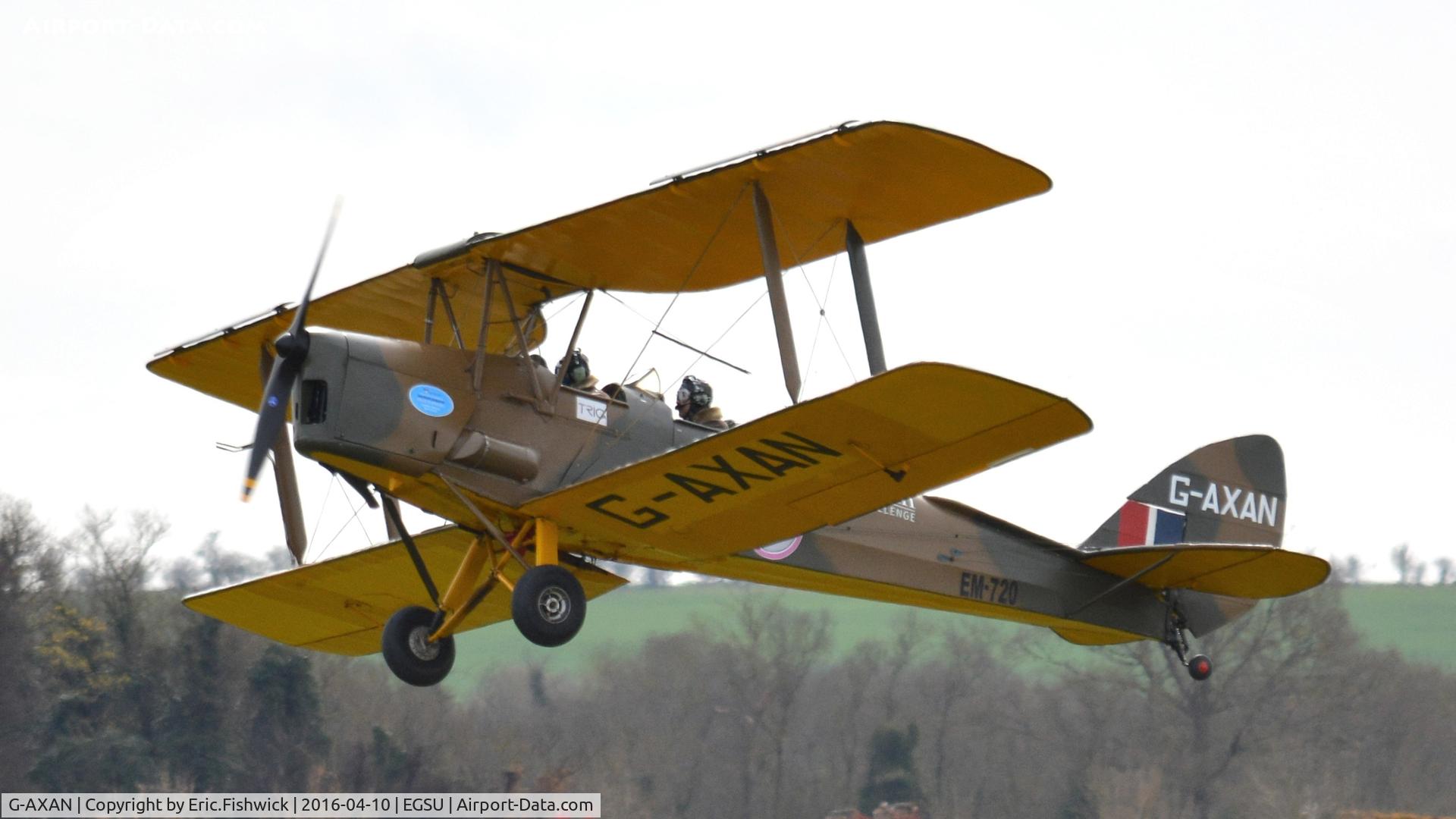 G-AXAN, 1943 De Havilland DH-82A Tiger Moth II C/N 85951, 44. G-AXAN departing The Imperial War Museum, Duxford, Cambridgshire.