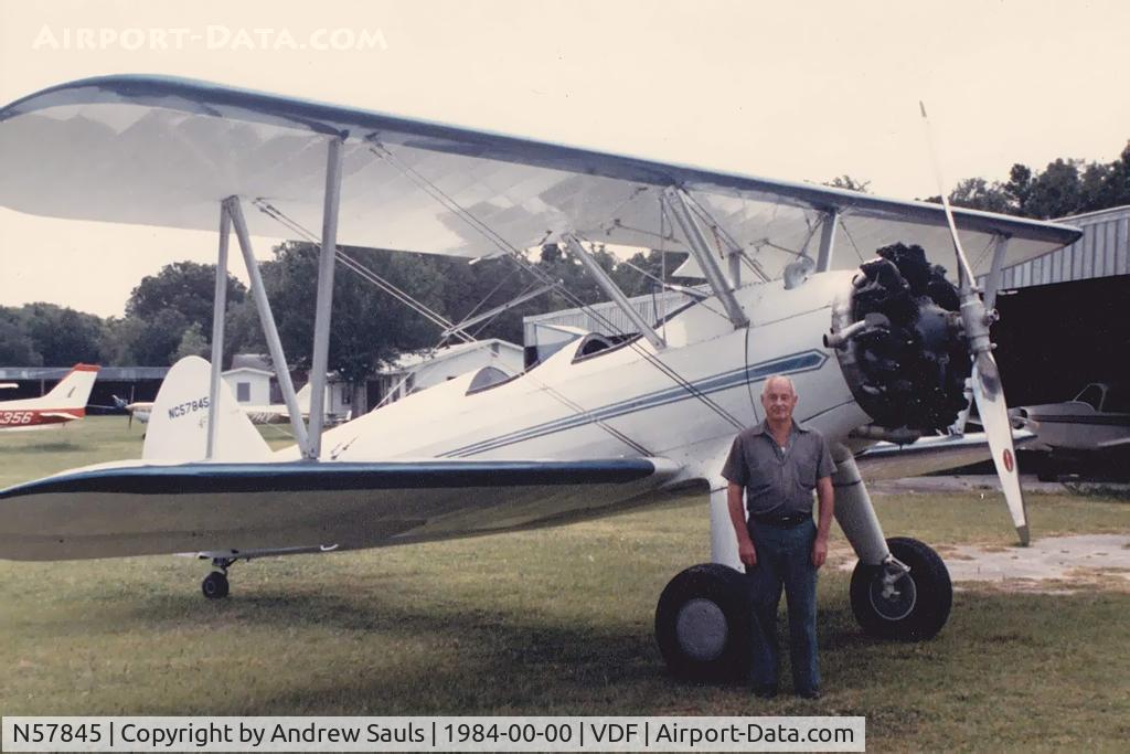 N57845, 1937 Boeing A75 (PT-13A) C/N 75-0033, Boeing A75 rebuilt from PT-13A 37-77. Photo taken by Carol Curtiss 1984 at VDF and submitted by Andrew Sauls 2016.