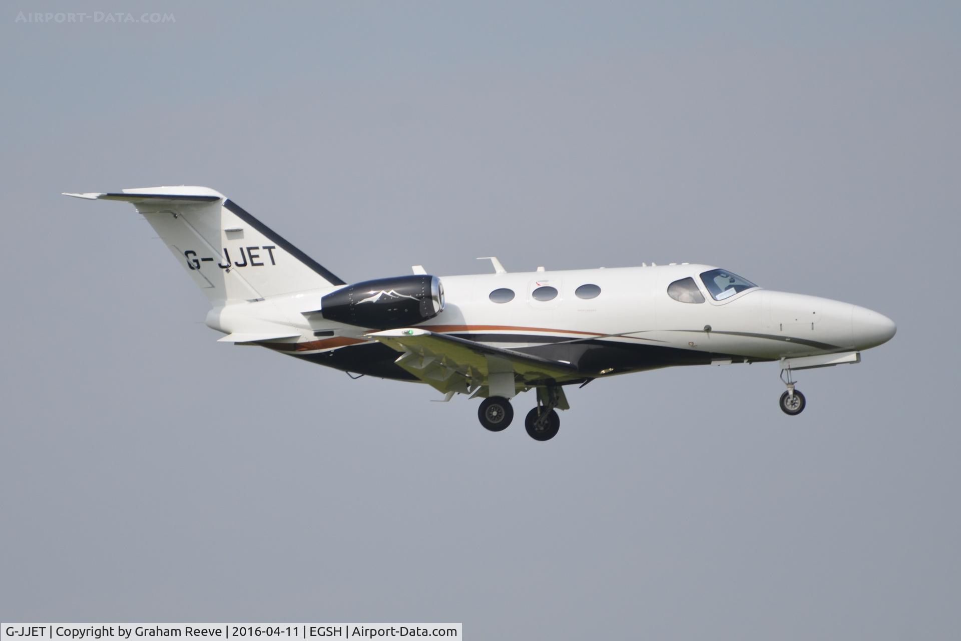 G-JJET, 2011 Cessna 510 Citation Mustang Citation Mustang C/N 510-0390, Landing at Norwich.