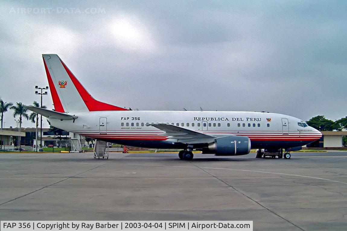 FAP 356, 1995 Boeing 737-528 C/N 27426/2739, Boeing 737-528 [27426] (Peruvian Air Force) Lima-Jorge Chavez Int'l~OB 04/04/2003