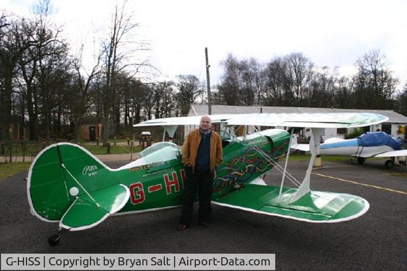 G-HISS, 1977 Aerotek Pitts S-2A Special C/N 2137, Panshanger airfield. One of my last flights in it before it failed its annual.