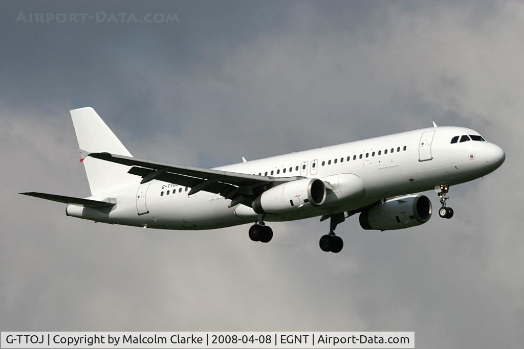 G-TTOJ, 2004 Airbus A320-232 C/N 2157, Airbus A320-232 on approach to Rwy 07 at Newcastle Airport, April 2008.