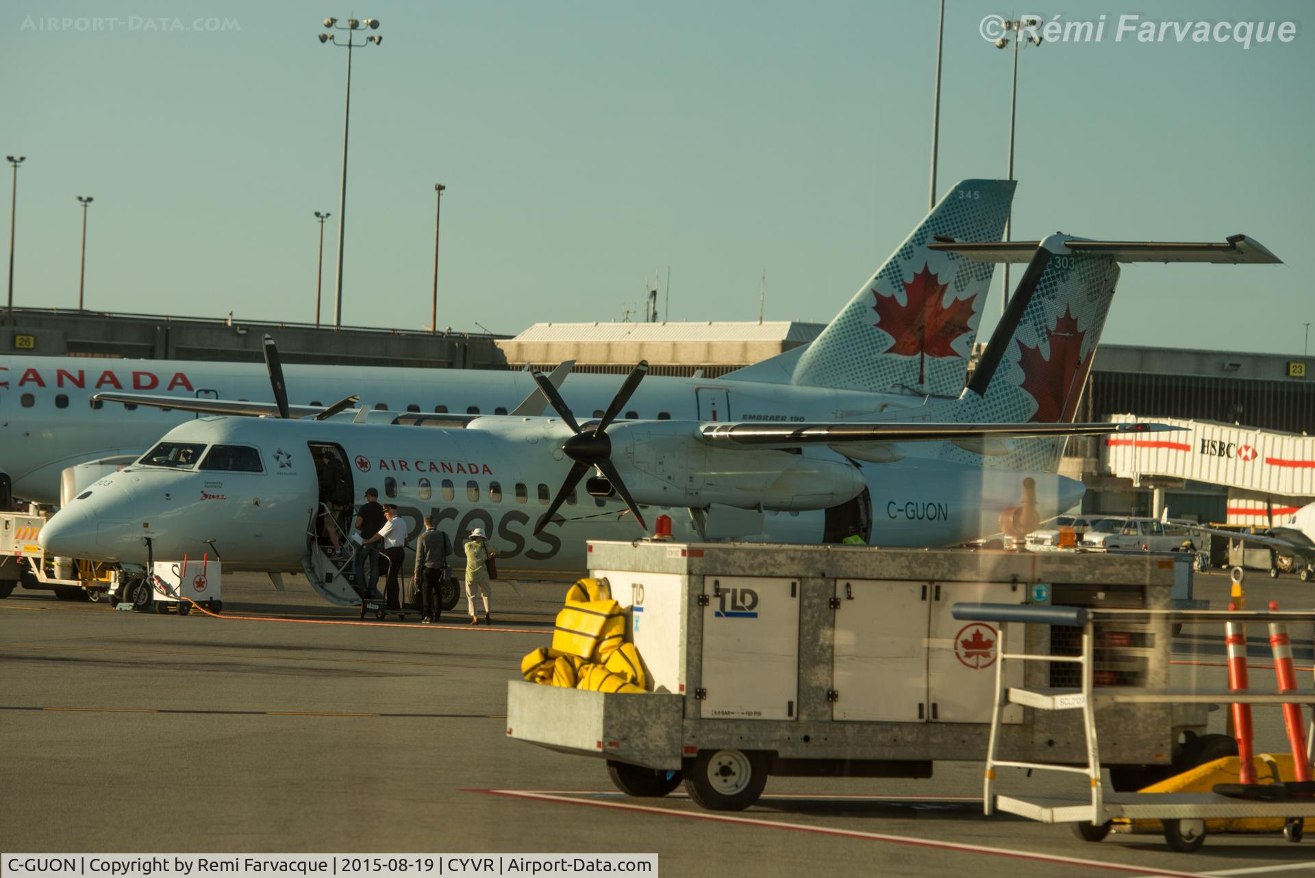 C-GUON, 1989 De Havilland Canada DHC-8-301 Dash 8 C/N 143, Parked at domestic terminal.