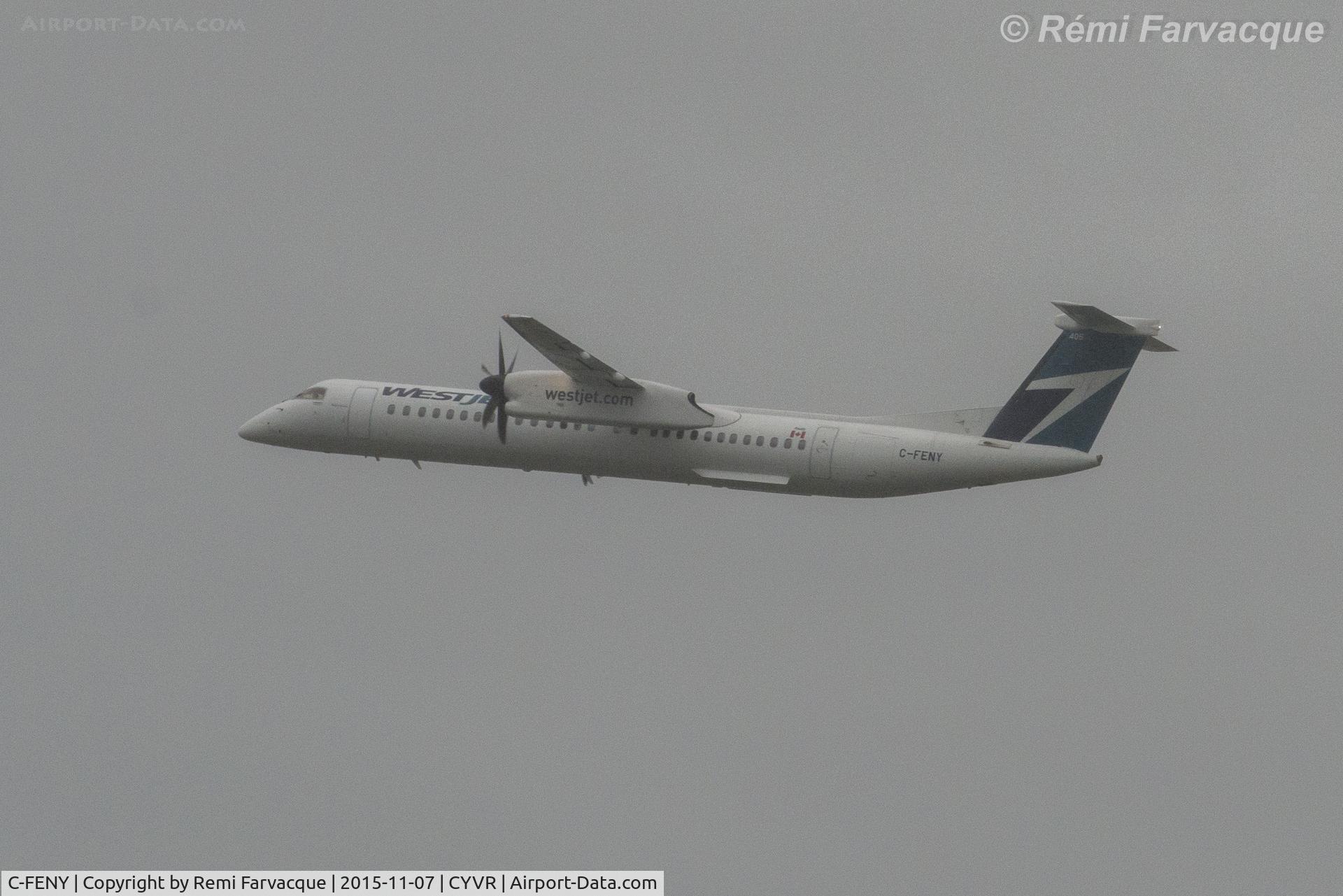 C-FENY, 2013 De Havilland Canada DHC-8-402 Dash 8 C/N 4447, Take-off east from south runway.