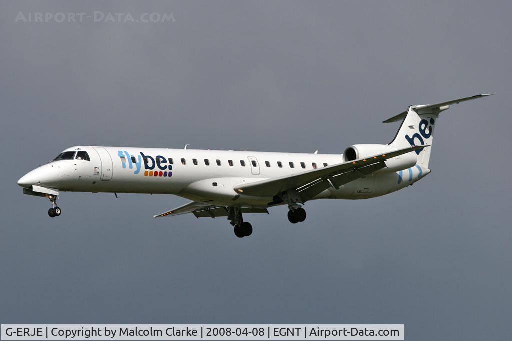G-ERJE, 2000 Embraer EMB-145EP (ERJ-145EP) C/N 145315, Embraer EMB-145EU on approach to Newcastle Airport, April 2008.