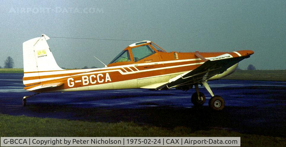 G-BCCA, 1974 Cessna A188B C/N A188-01461, Cessna A.188B Ag-Wagon of Yellow Bird Air Service as seen at Carlisle in February 1975.
