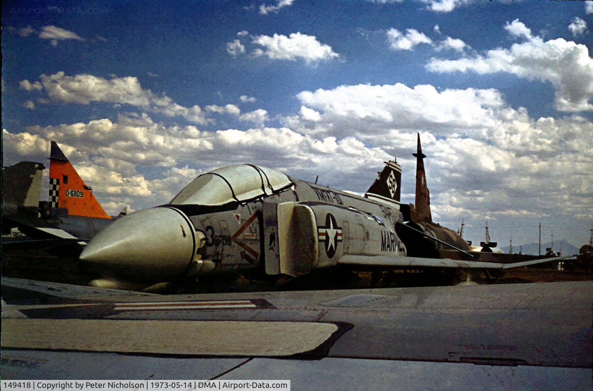 149418, McDonnell F-4B Phantom II C/N 135, F-4B Phantom of VMFAT-101 retired at MASDC in May 1973.