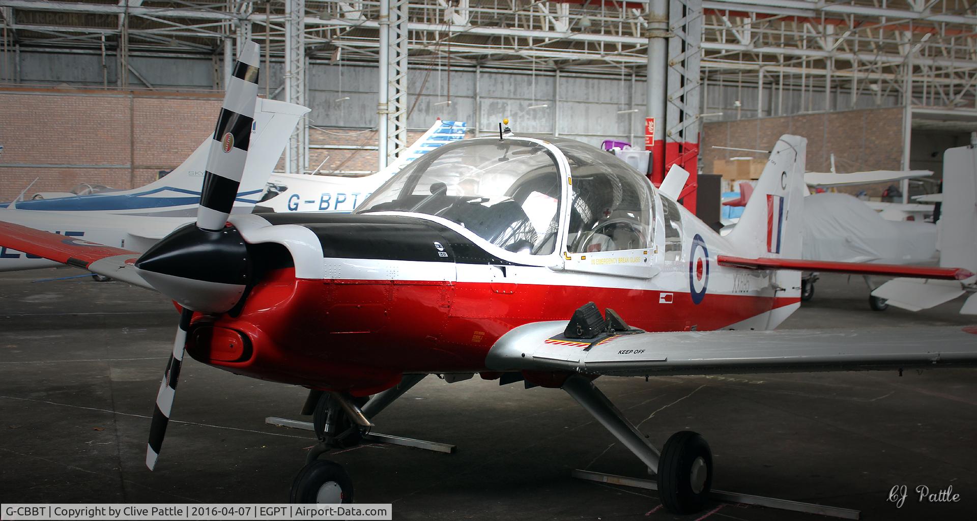 G-CBBT, 1975 Scottish Aviation Bulldog T.1 C/N BH120/344, Hangared at Perth (Scone) airfield EGPT