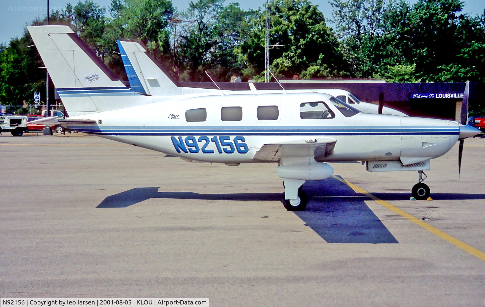 N92156, 1993 Piper PA-46-350P Malibu Mirage C/N 4622140, Bowman Field LOU 5.8.01