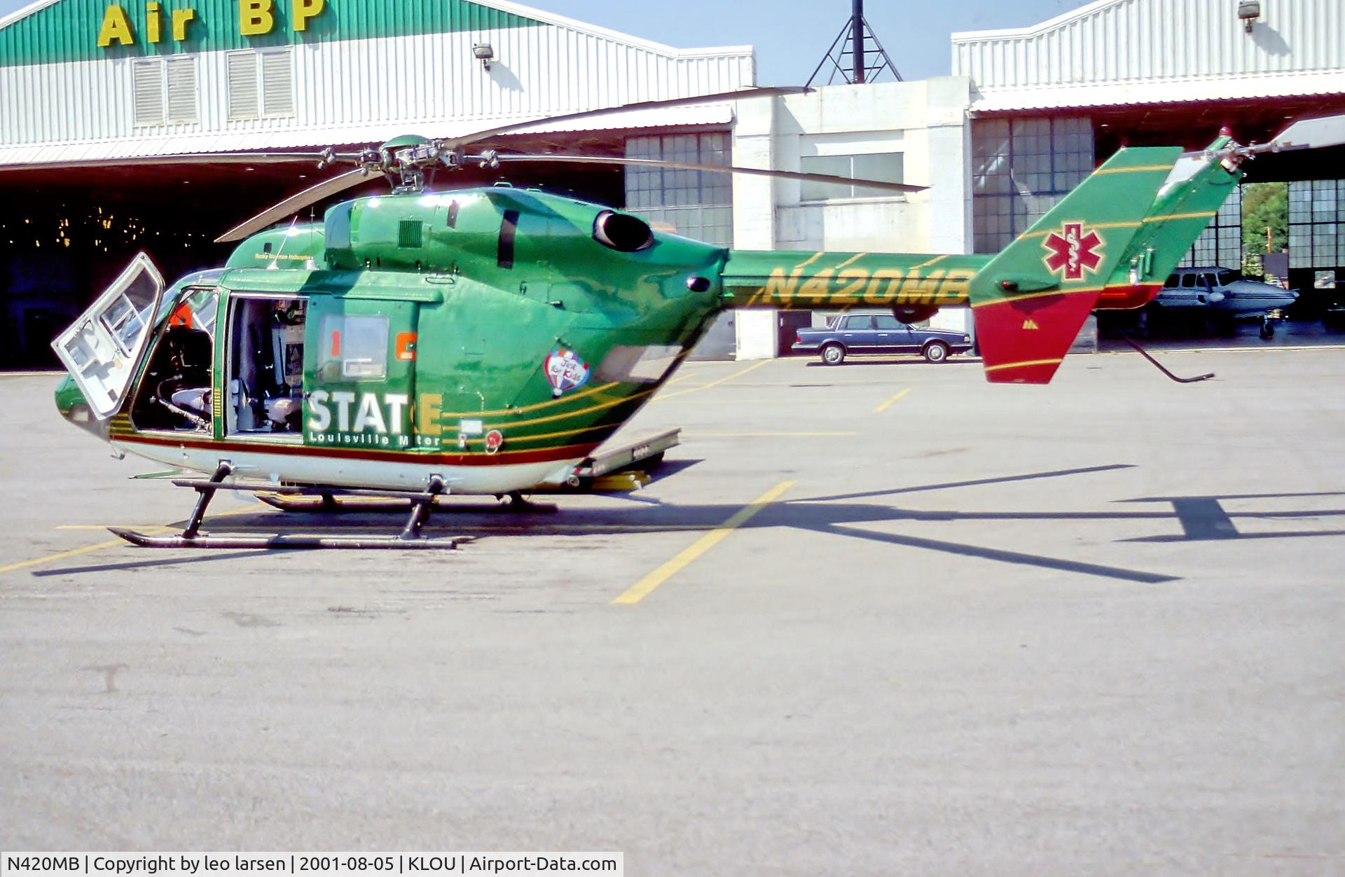 N420MB, Eurocopter-Kawasaki BK-117A-3 C/N 7077, Bowman Field 5.8.01