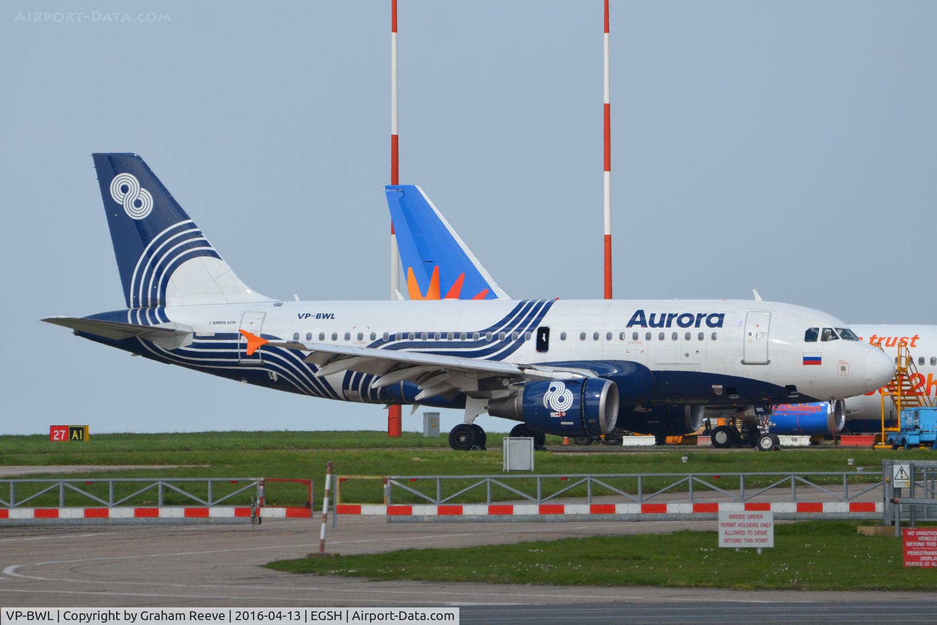 VP-BWL, 2004 Airbus A319-111 C/N 2243, Parked at Norwich.