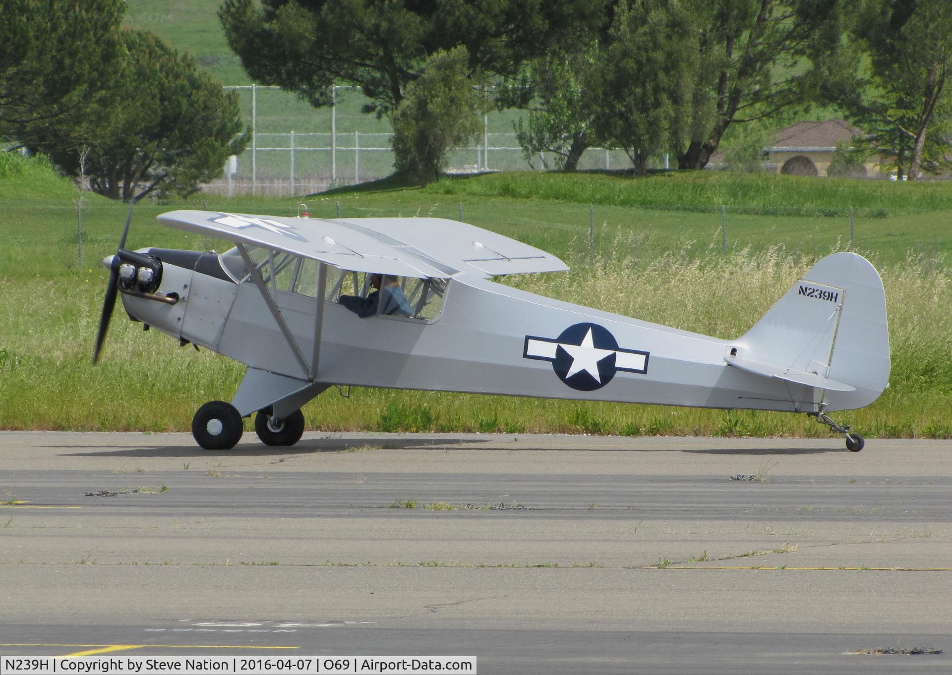 N239H, Piper CWJ3 Super Cub Replica C/N 4684, Locally-based Haywood CWJ-3 Clipped Wing Cub homebuilt taxiing at Petaluma Municipal Airport, CA