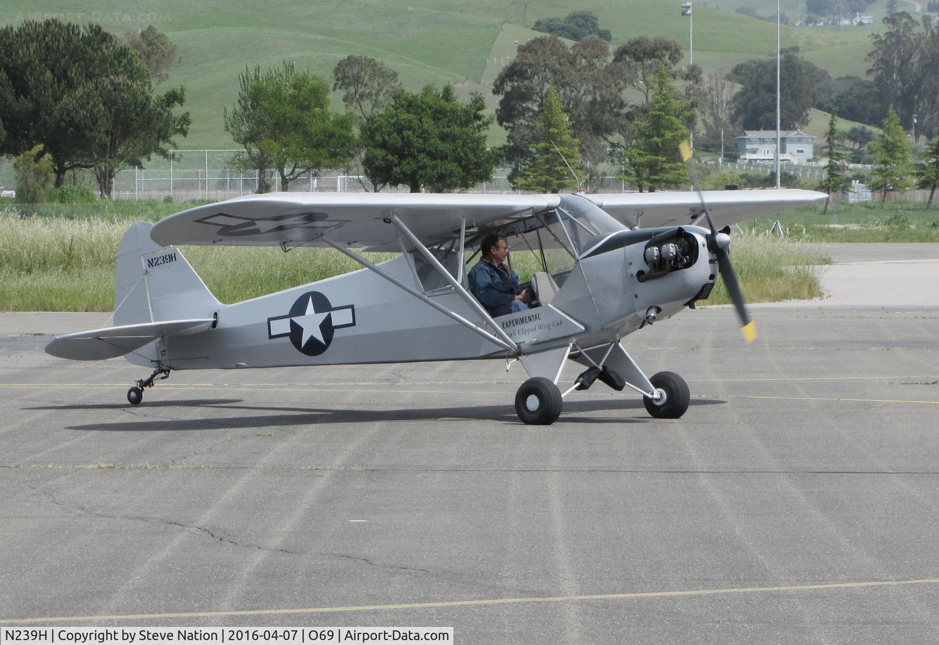 N239H, Piper CWJ3 Super Cub Replica C/N 4684, Locally-based Haywood CWJ-3 Clipped Wing Cub homebuilt taxiing at Petaluma Municipal Airport, CA