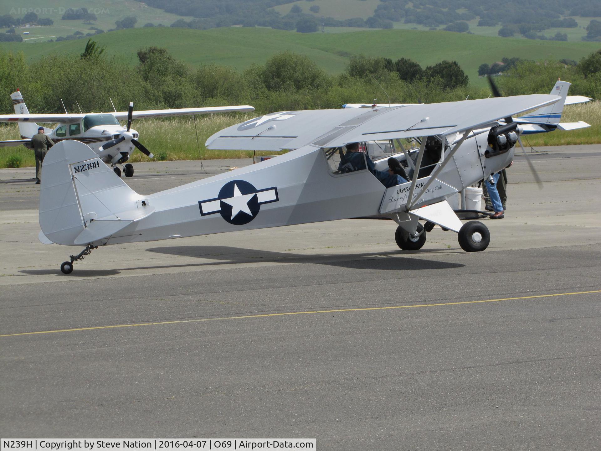N239H, Piper CWJ3 Super Cub Replica C/N 4684, Locally-based Haywood CWJ-3 Clipped Wing Cub homebuilt taxiing at Petaluma Municipal Airport, CA