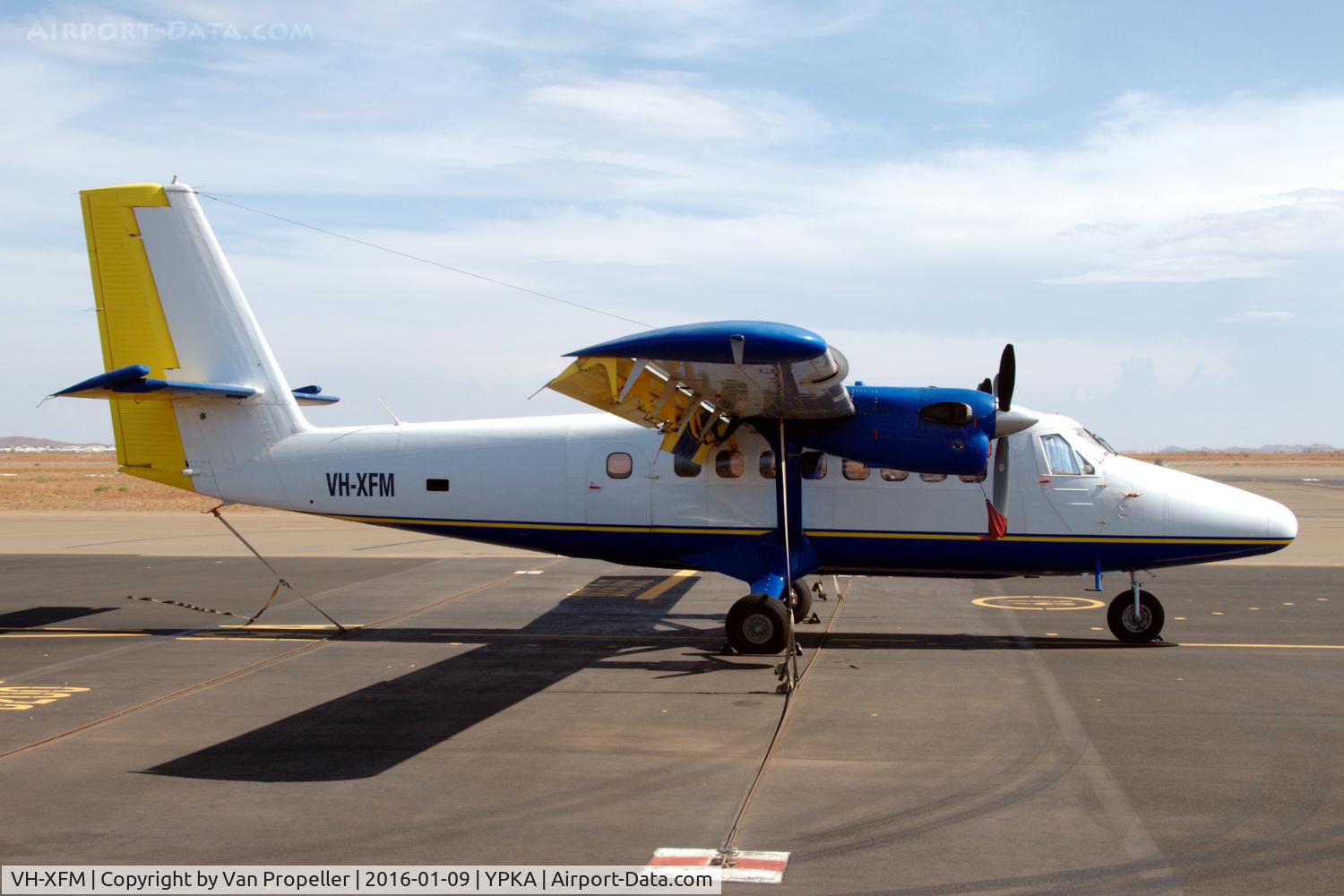 VH-XFM, 1968 De Havilland Canada DHC-6-200 Twin Otter C/N 164, Twin-Otter parked on the platform of Karratha airport, Western Australia