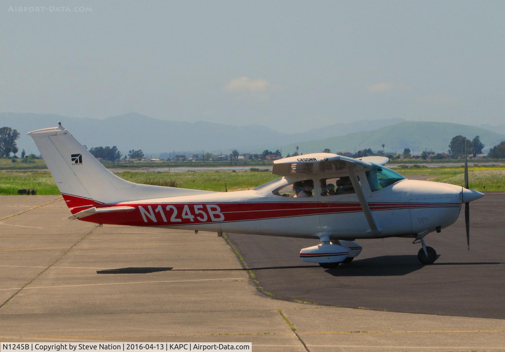 N1245B, 1975 Cessna 182P Skylane C/N 18264060, Michigan-based 1975 Cessna 182P taxiing in @ Napa County Airport, CA
