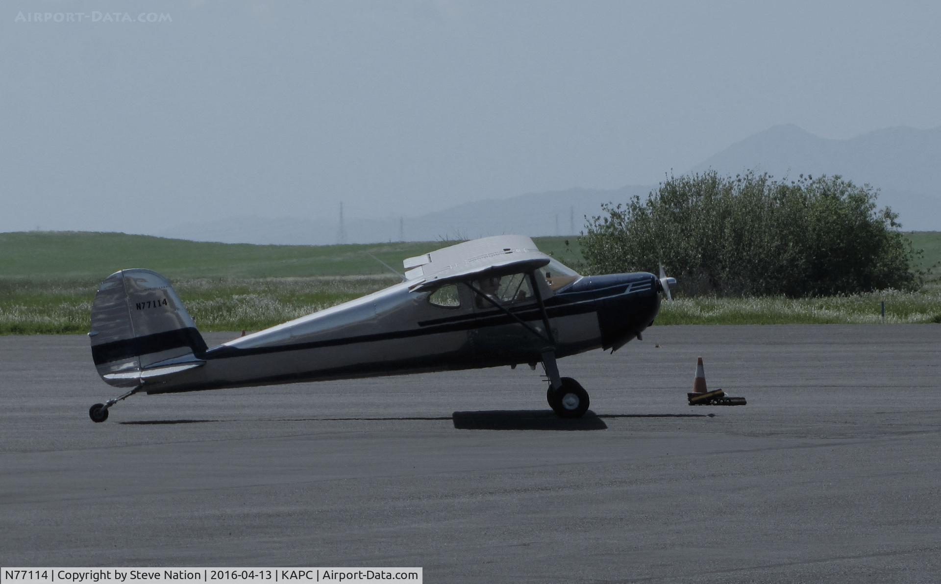 N77114, 1946 Cessna 140 C/N 11572, KCCR-based 1946 Cessna 140 ready to leave Napa County Airport, CA