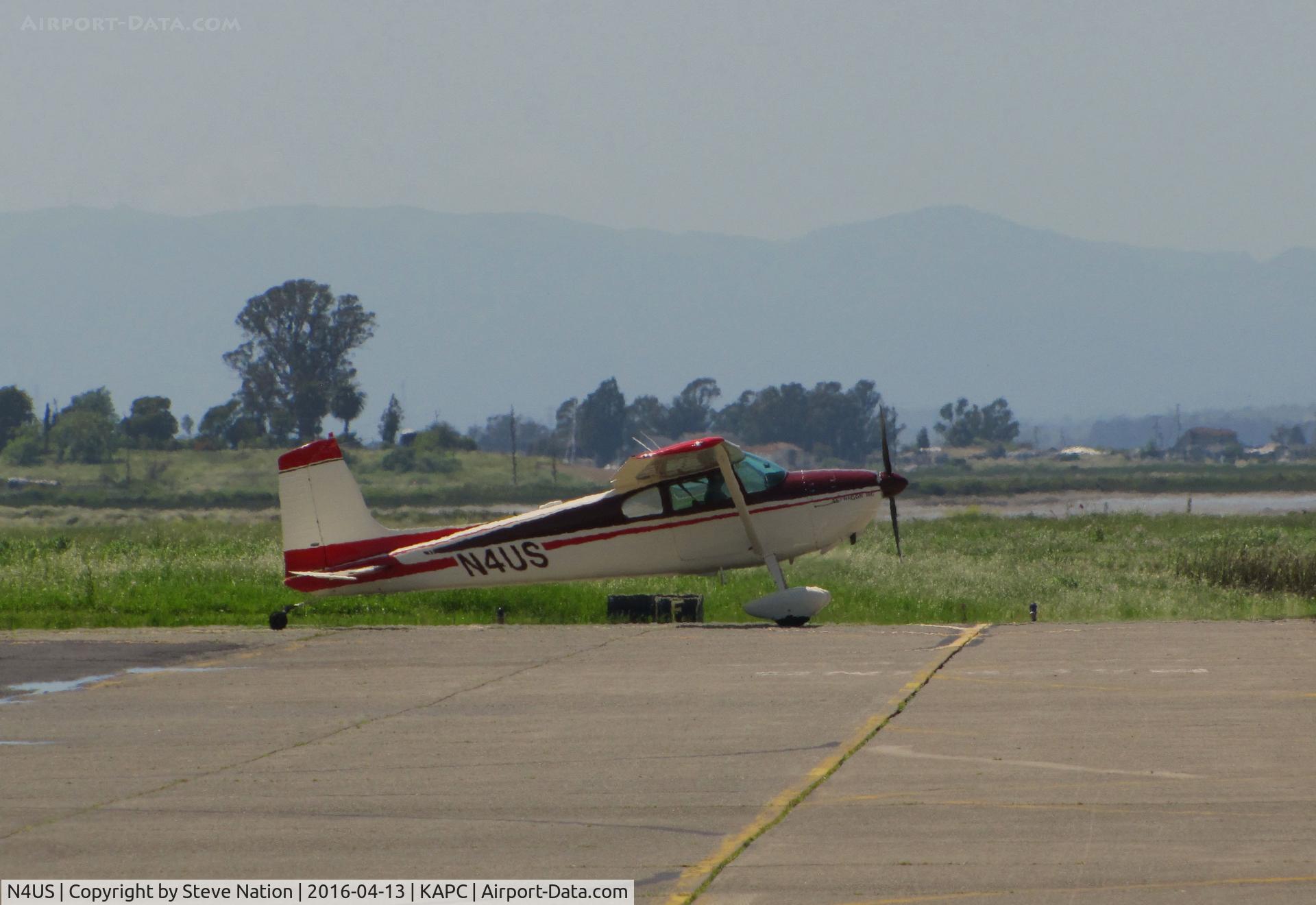 N4US, 1959 Cessna 180B C/N 50429, Locally-based 1959 Cessna 180B taxis out for takeoff @ Napa County Airport, CA