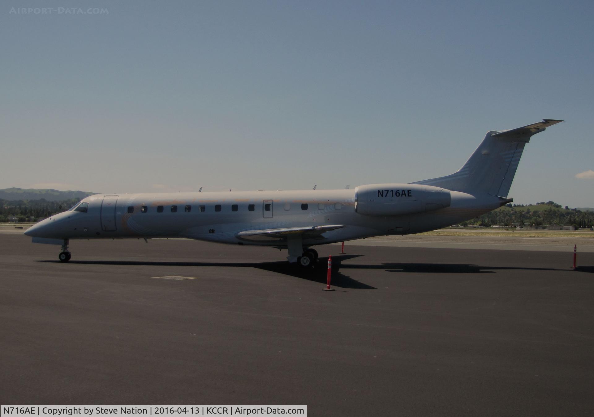 N716AE, 2000 Embraer ERJ-135LR (EMB-135LR) C/N 145264, ex-American Eagle 2000 Embraer EMB-135LR @ Buchanan Field, Concord, CA with all markings removed - to be operated by JetSuite along with N711PH on scheduled KCCR-KBUR (3 RT daily) beginning April 19, 2016 and KCCR-Las Vegas (weekends)