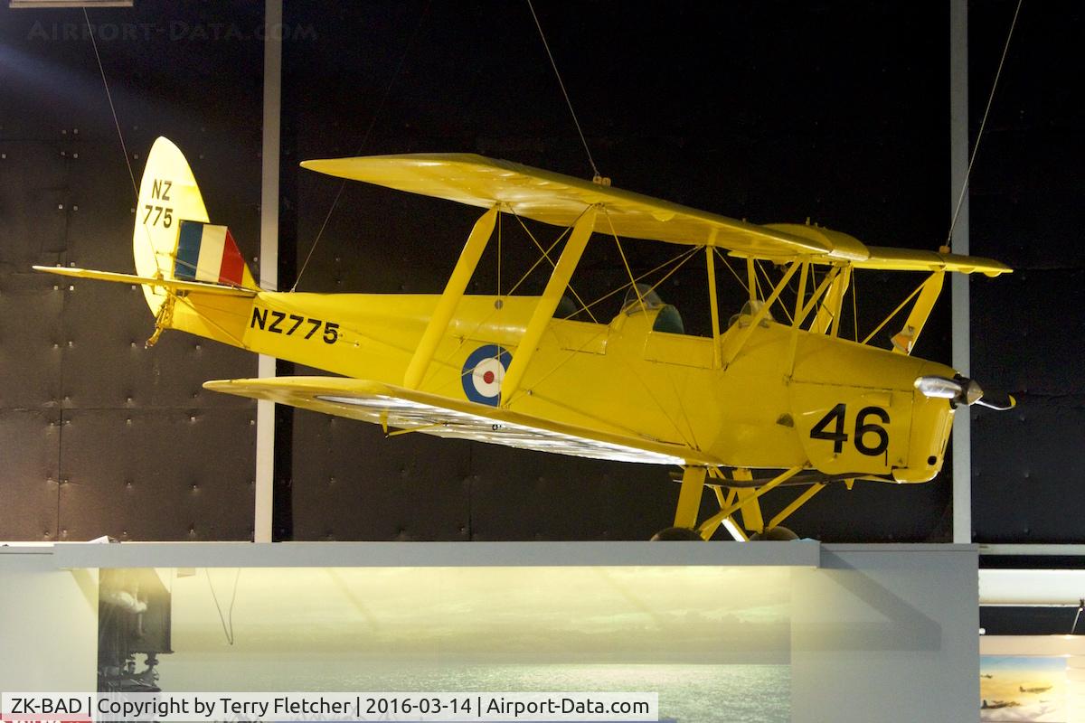 ZK-BAD, De Havilland DH-82A Tiger Moth II C/N 84648, Displayed at the Museum of Transport and Technology (MOTAT) in Auckland , New Zealand as NZ775