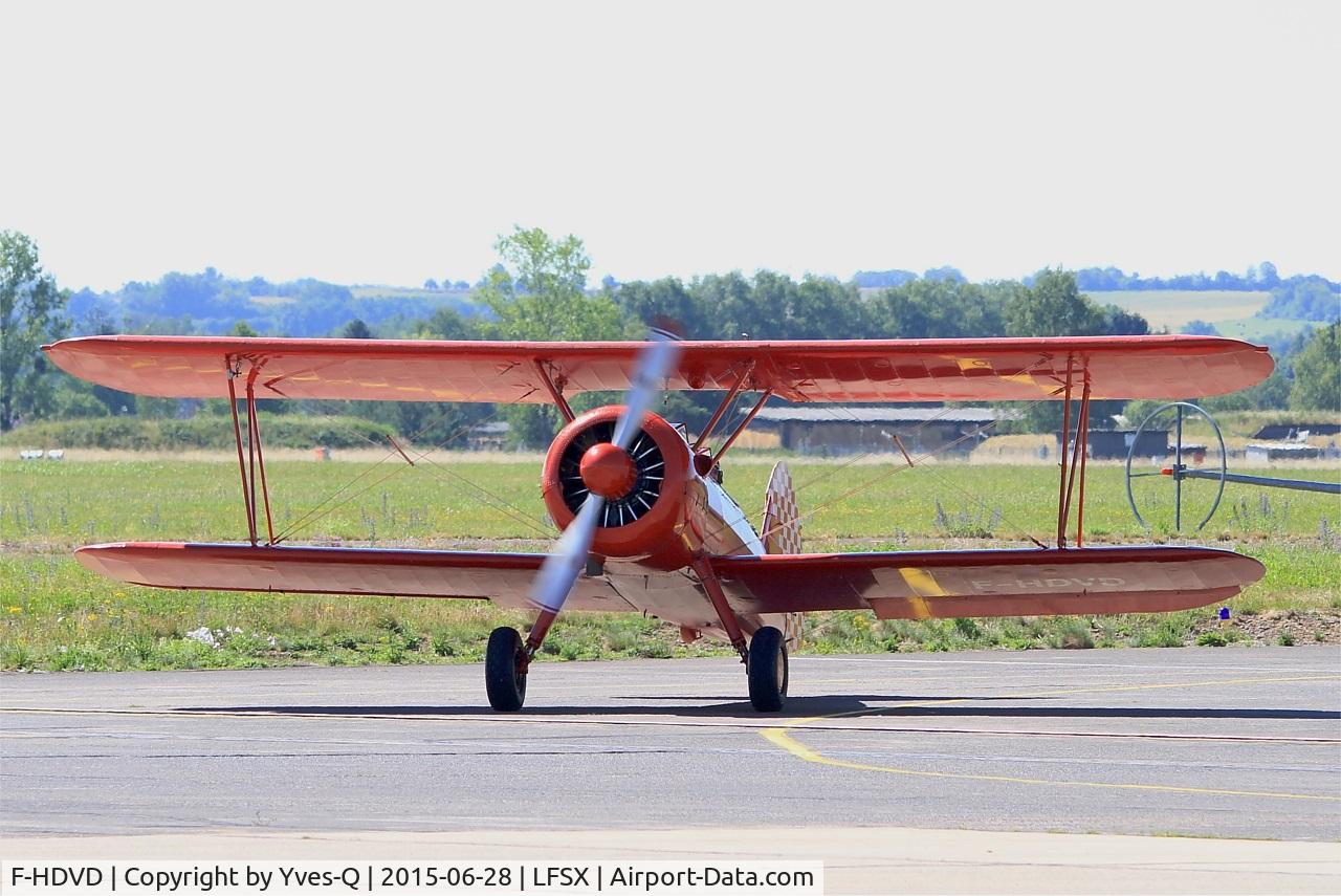 F-HDVD, 1940 Boeing A75N1 (PT-17) C/N 75-940, Boeing A75N1, Taxiing to parking area, Luxeuil-St Sauveur Air Base 116 (LFSX) Open day 2015
