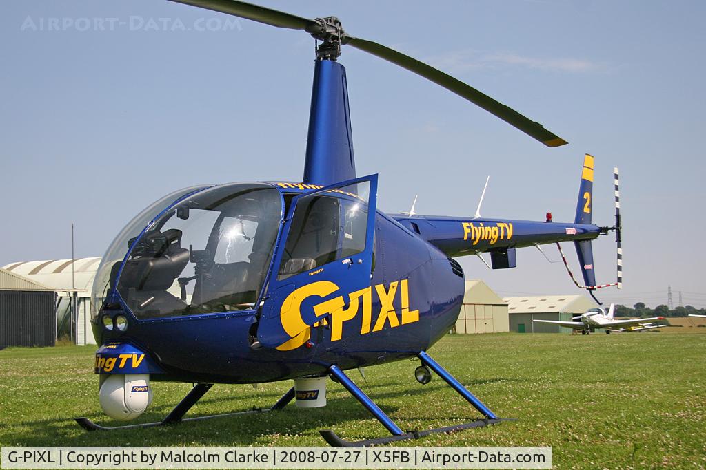 G-PIXL, 2006 Robinson R44 Raven II C/N 11221, Robinson R44 Raven II, at Fishburn Airfield for a bacon buttie ... oh, and some fuel. July 2008.