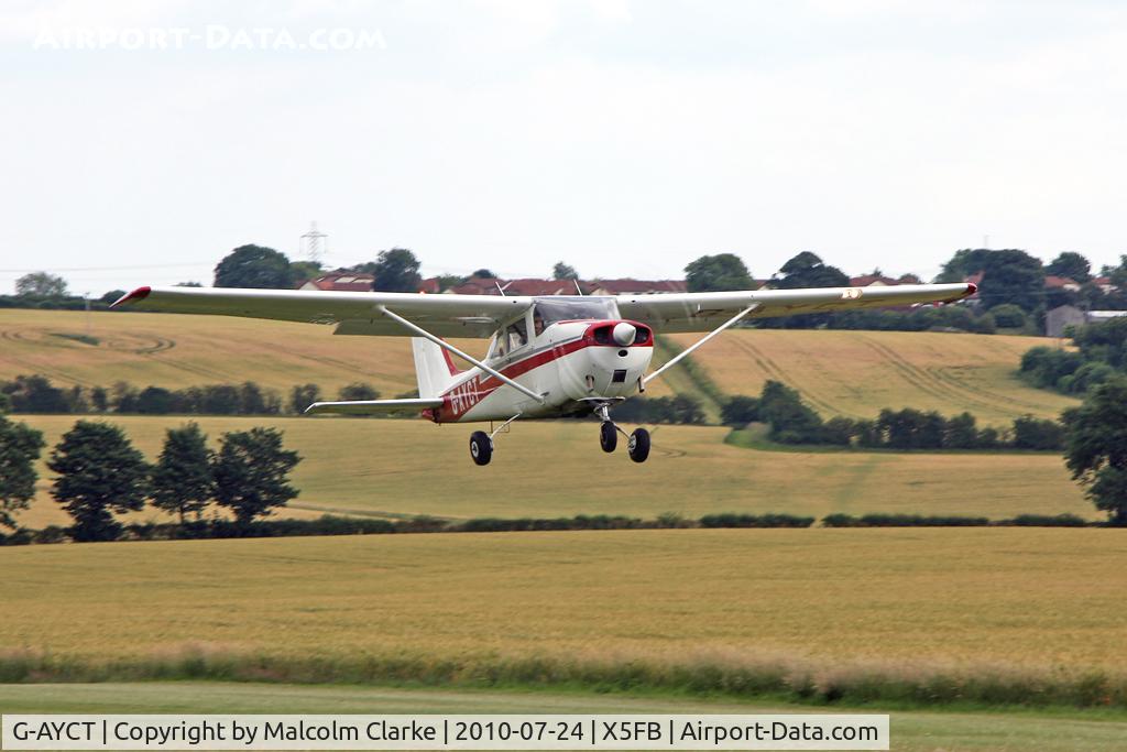 G-AYCT, 1970 Reims F172H Skyhawk C/N 0724, Reims F172H Skyhawk takes off from Fishburn Airfield, July 2010.