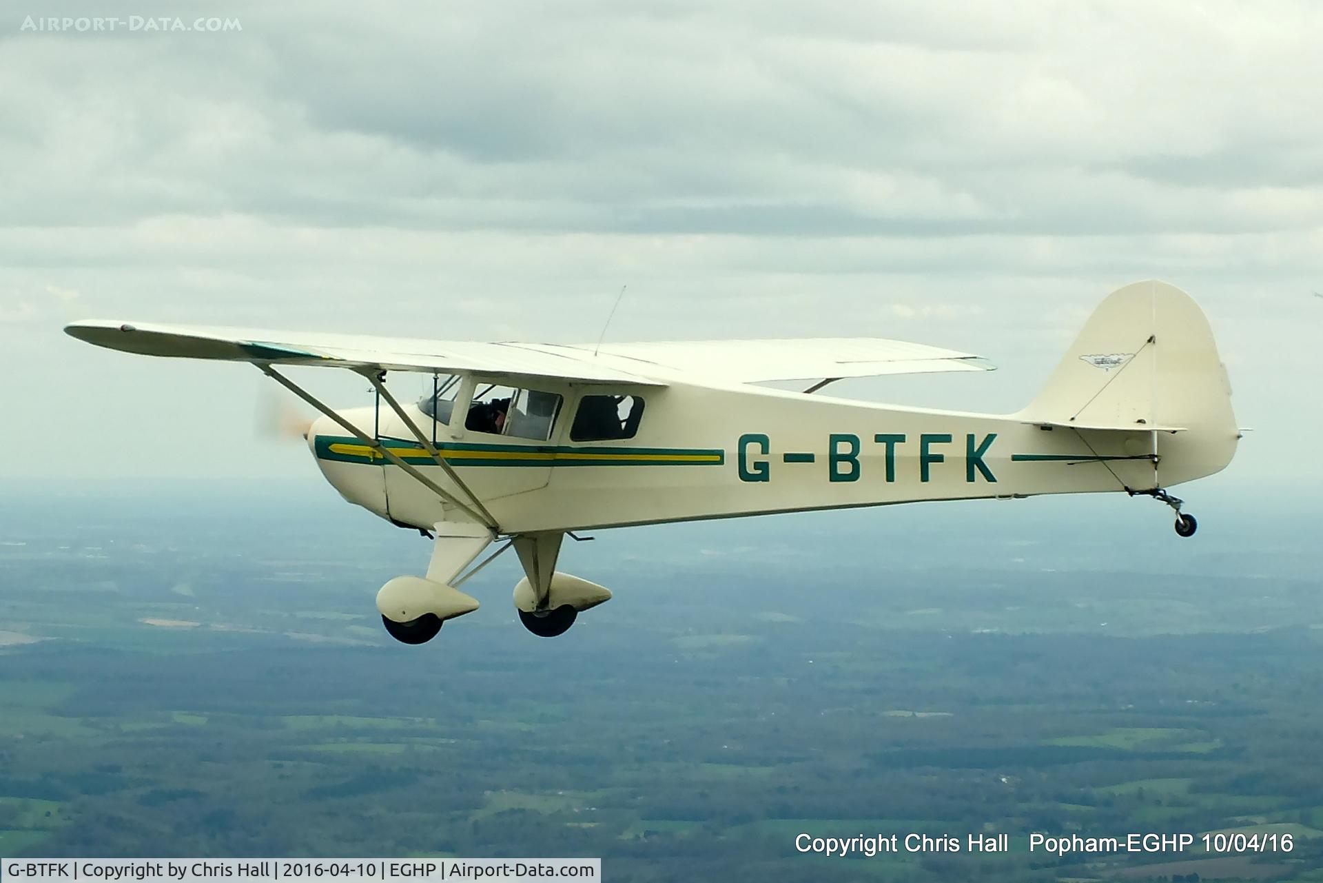 G-BTFK, 1947 Taylorcraft BC-12D Twosome C/N 10540, heading back north after the Jodel fly in at Popham