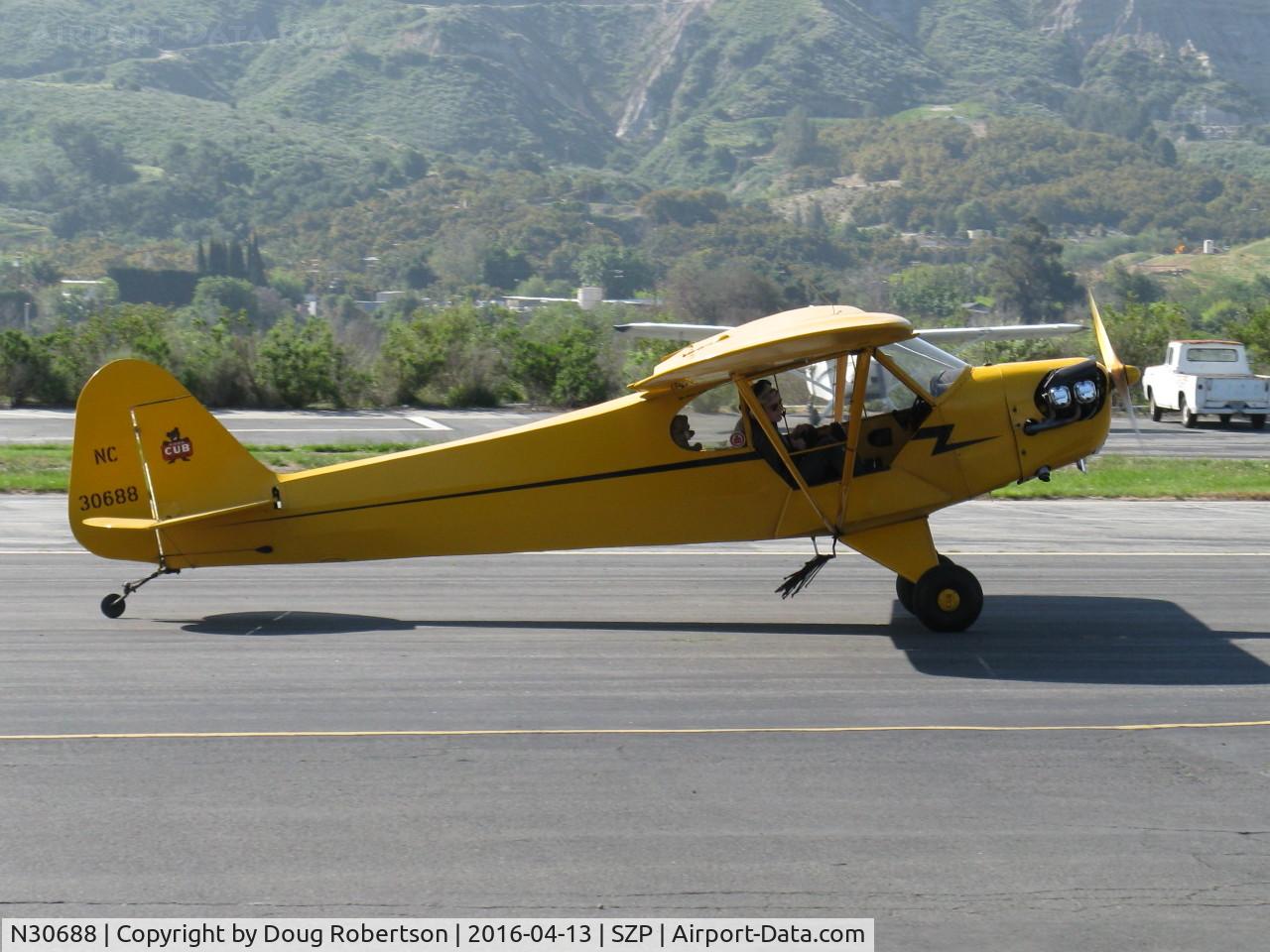 N30688, 1940 Piper J3L-65 Cub Cub C/N 5022, 1940 Piper J3L-65 CUB, Continental C85 85 Hp upgrade from original Lycoming 65, taxi to hangar after landing