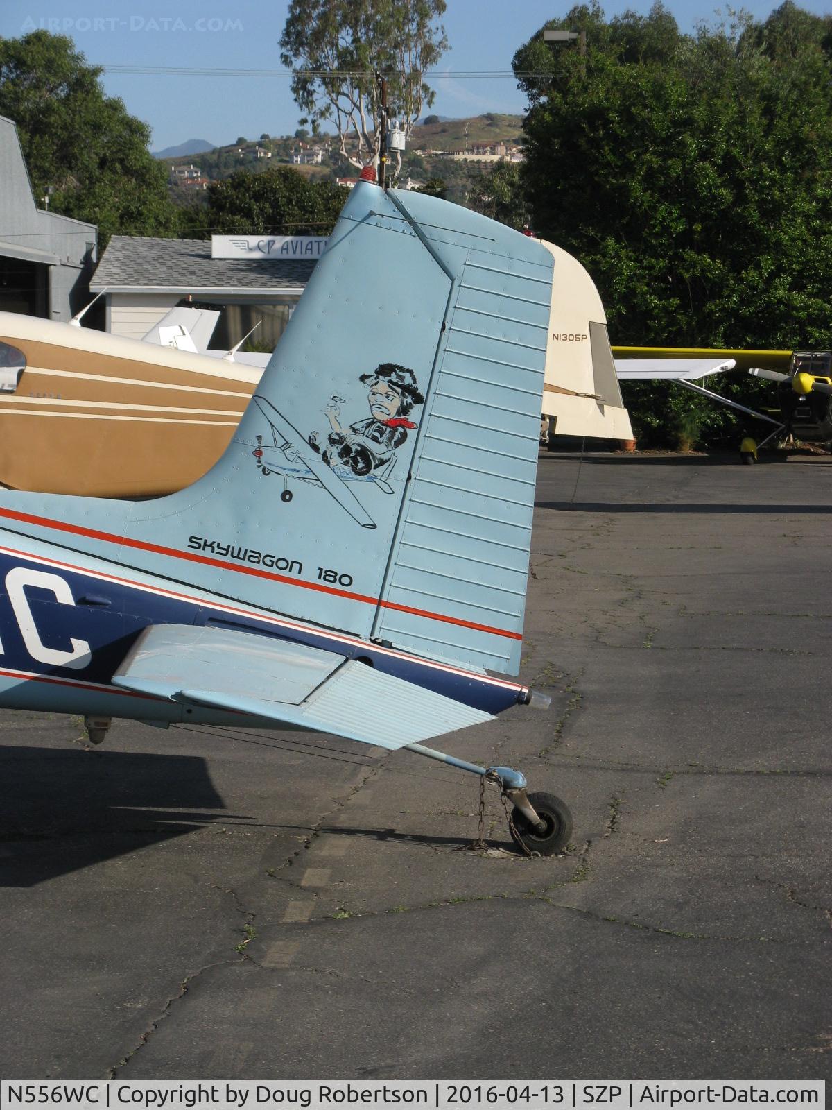 N556WC, 1974 Cessna 180J C/N 18052515, 1974 Cessna 180J SKYWAGON, Continental O-470 230 Hp, six seats, balanced rudder, tail art