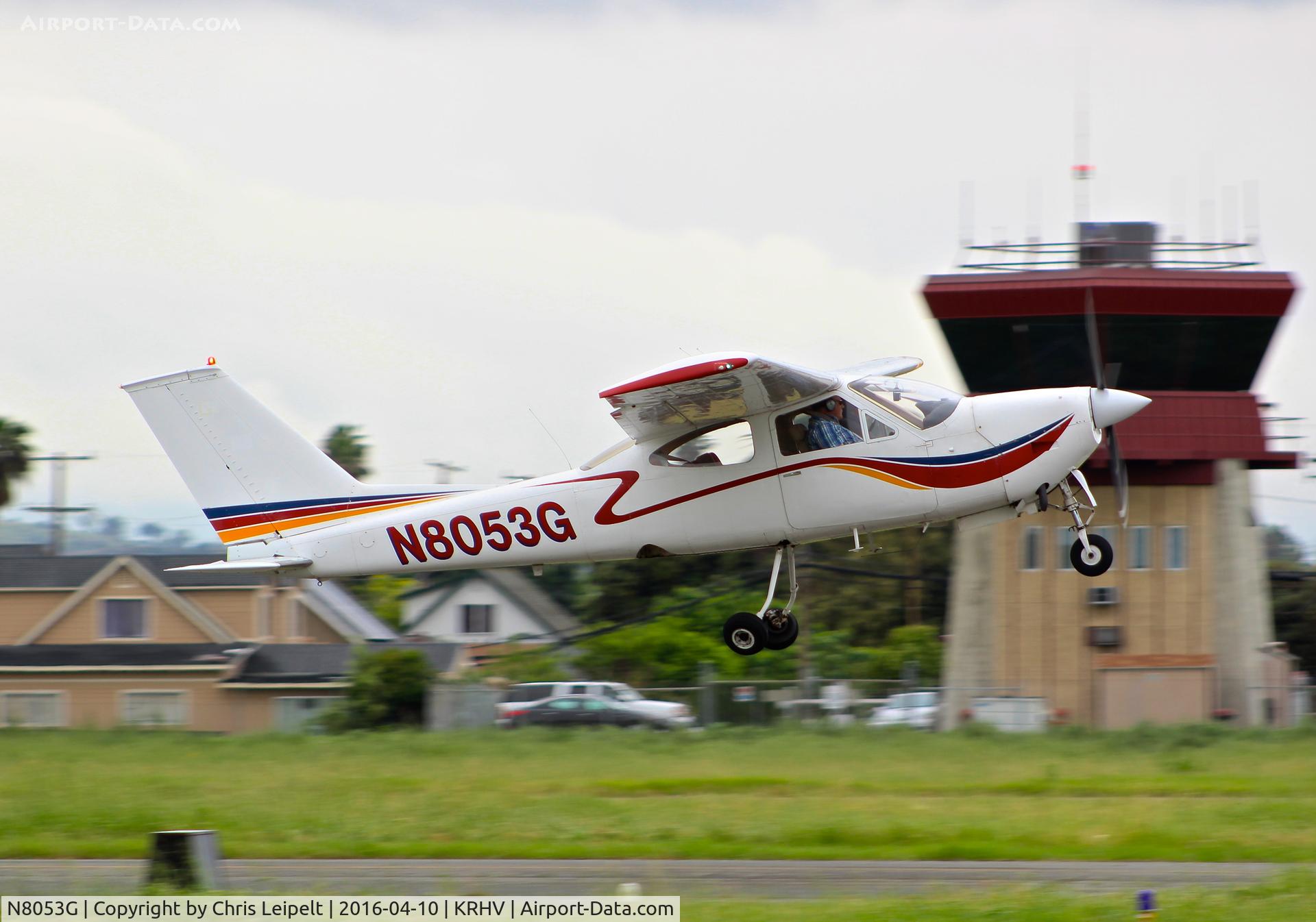 N8053G, 1971 Cessna 177RG Cardinal C/N 177RG0053, Locally-based 1971 Cessna 177RG departing runway 31R with ATCT at Reid Hillview Airport, San Jose, CA.