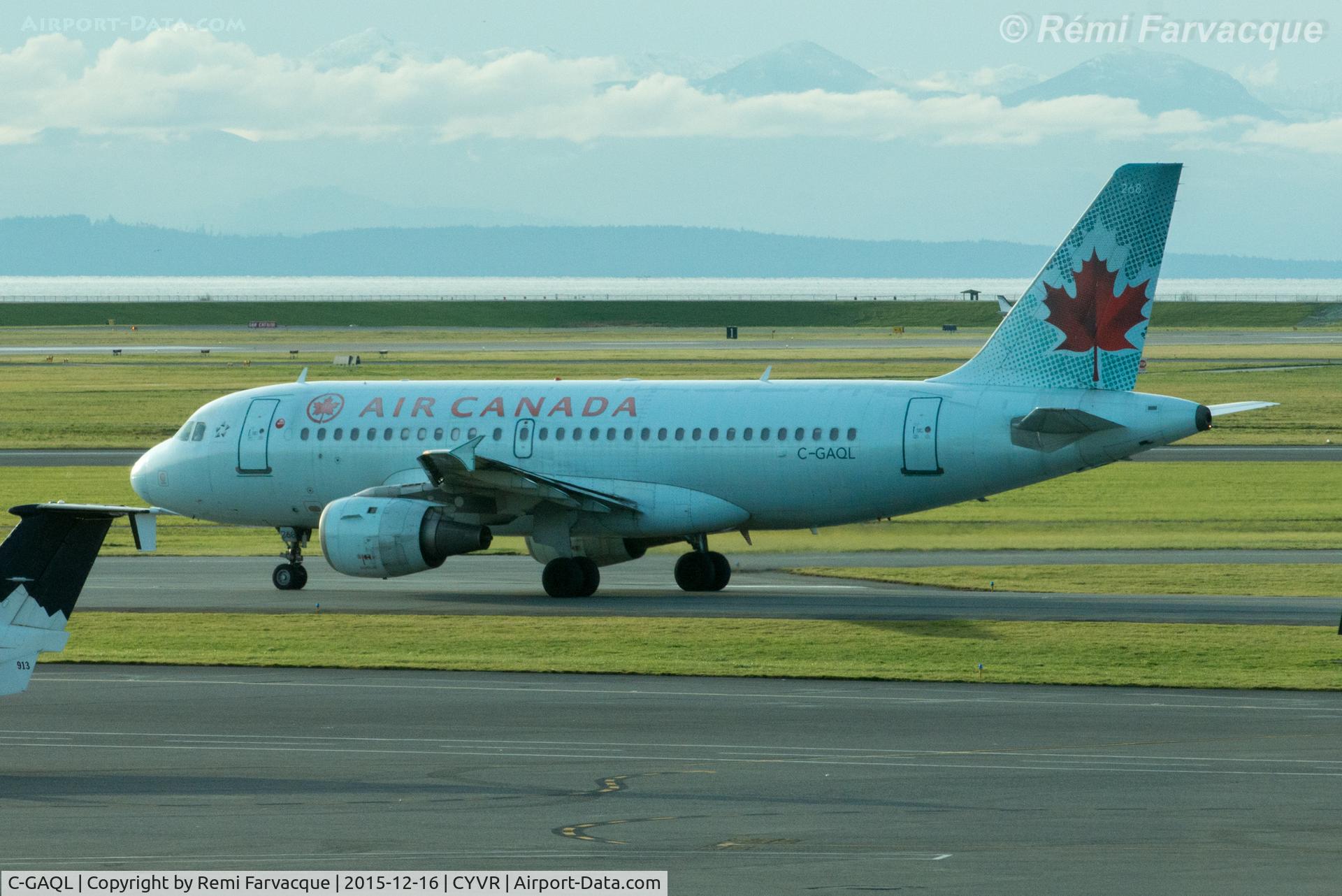 C-GAQL, 1997 Airbus A319-114 C/N 732, Taxiing for take-off, south runway.