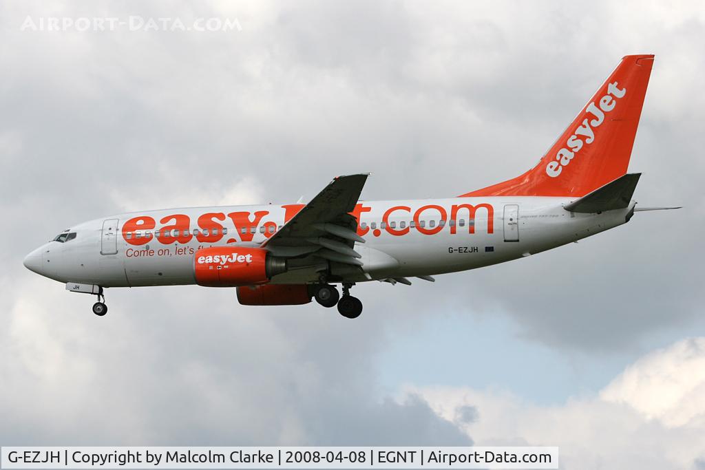 G-EZJH, 2001 Boeing 737-73V C/N 30240, Boeing 737-73V on approach to Newcastle Airport, April 2008