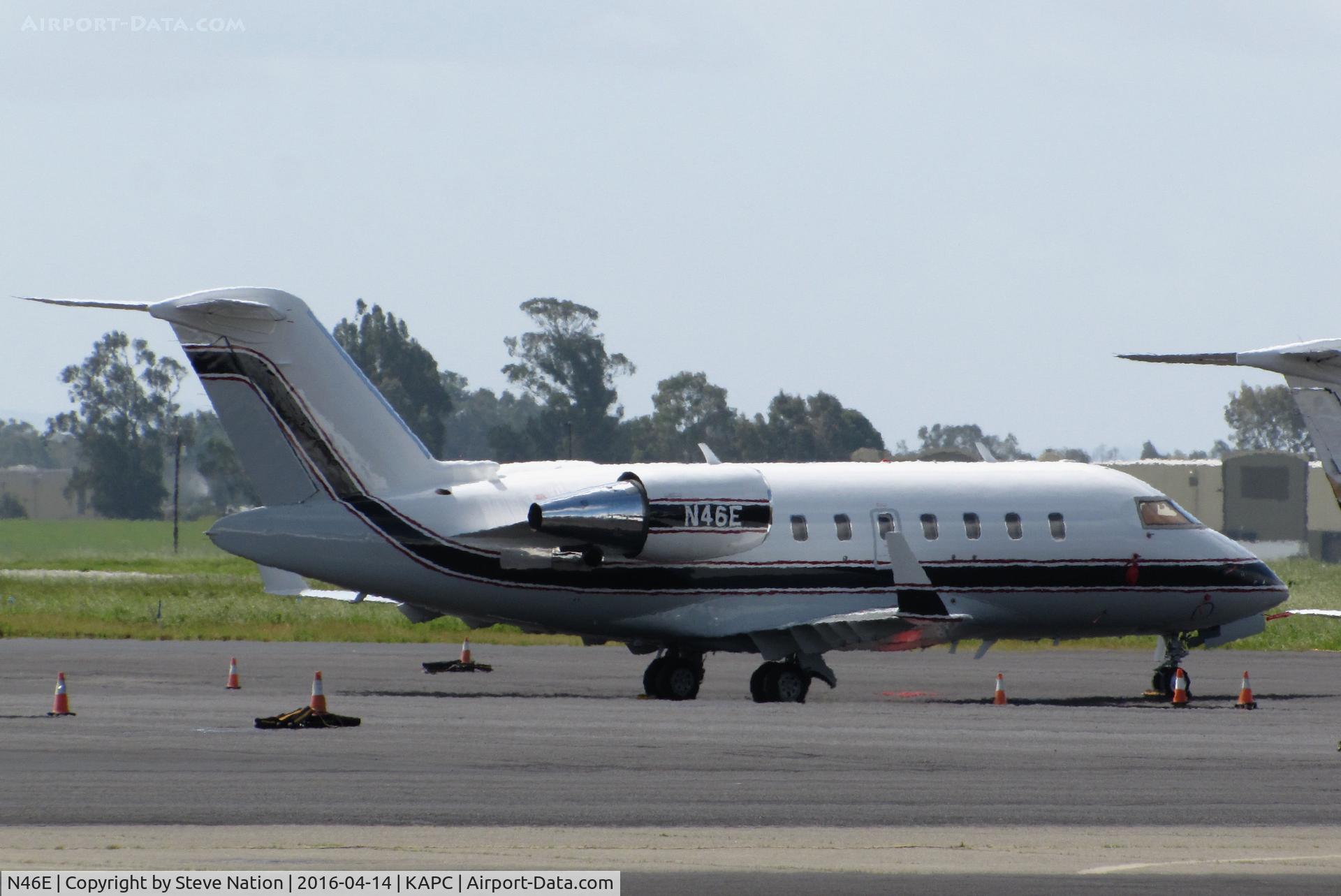 N46E, 2014 Bombardier Challenger 604 (CL-600-2B16) C/N 5981, Hunt Consolidated Industries (Dallas, TX) 2014 Bombardier CL-600-2B16 visiting @ Napa County Airport, CA - replaced their Learjet 45 since re-registered N46FE (s/n 2010)