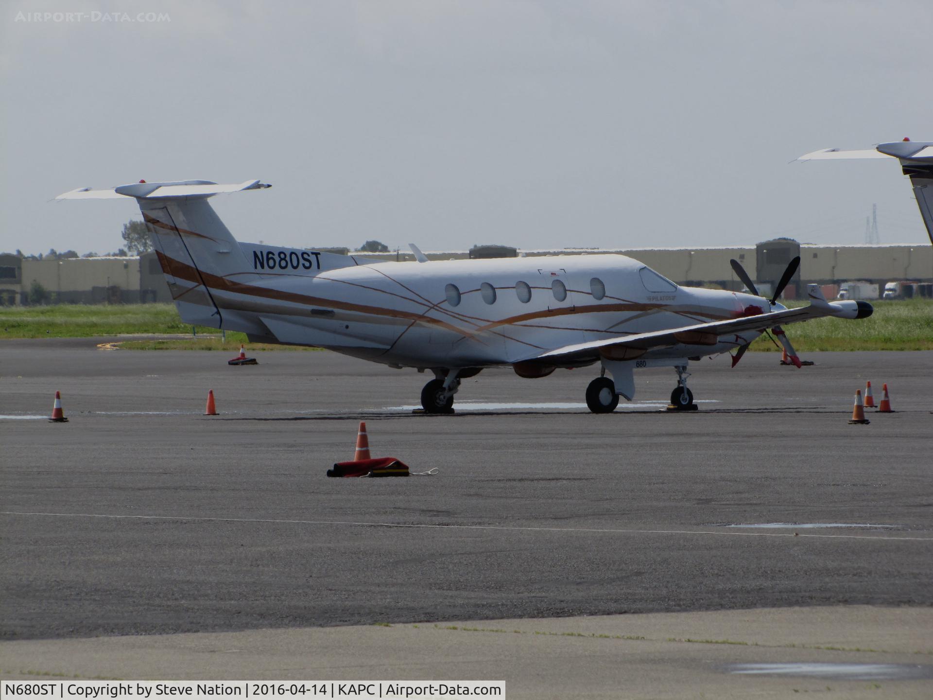 N680ST, 2005 Pilatus PC-12/45 C/N 680, Skytech Inc.(Rock Hill, SC) 2005 Pilatus PC-12/45 arrived @ Napa County Airport, CA 13.04.16 at 1459 PDT from Cheyenne Regional Airport, WY (KCYS) - this aircraft was reg N680PE 17.01.06, then XA-PCA 02.07 and N680ST 15.08.13