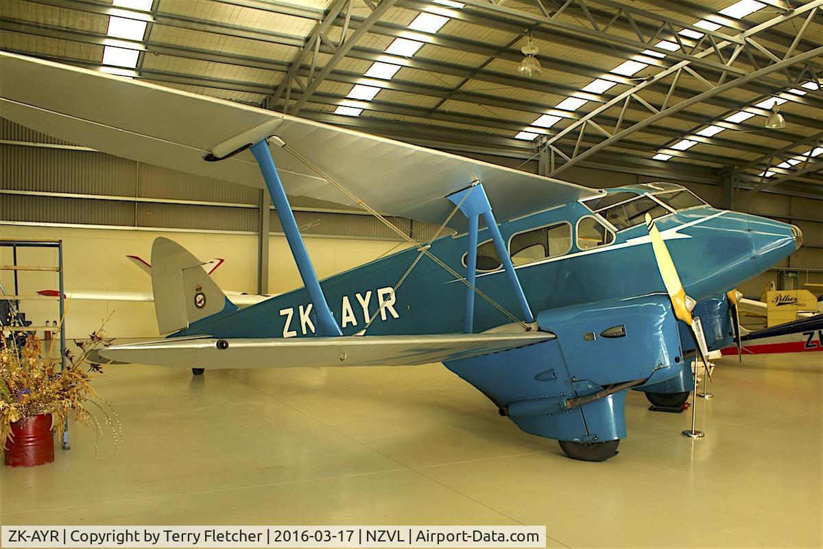ZK-AYR, 1936 De Havilland DH-90A Dragonfly C/N 7508, At Croydon Aviation Heritage Centre  , South Island , New Zealand