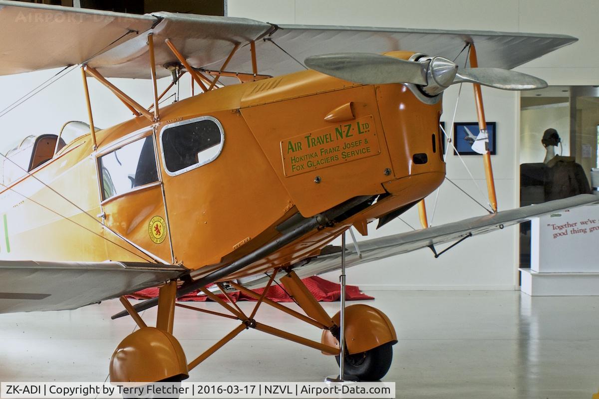 ZK-ADI, 1934 De Havilland DH-83C Fox Moth C/N 4097, At Croydon Aviation Heritage Centre  , South Island , New Zealand
