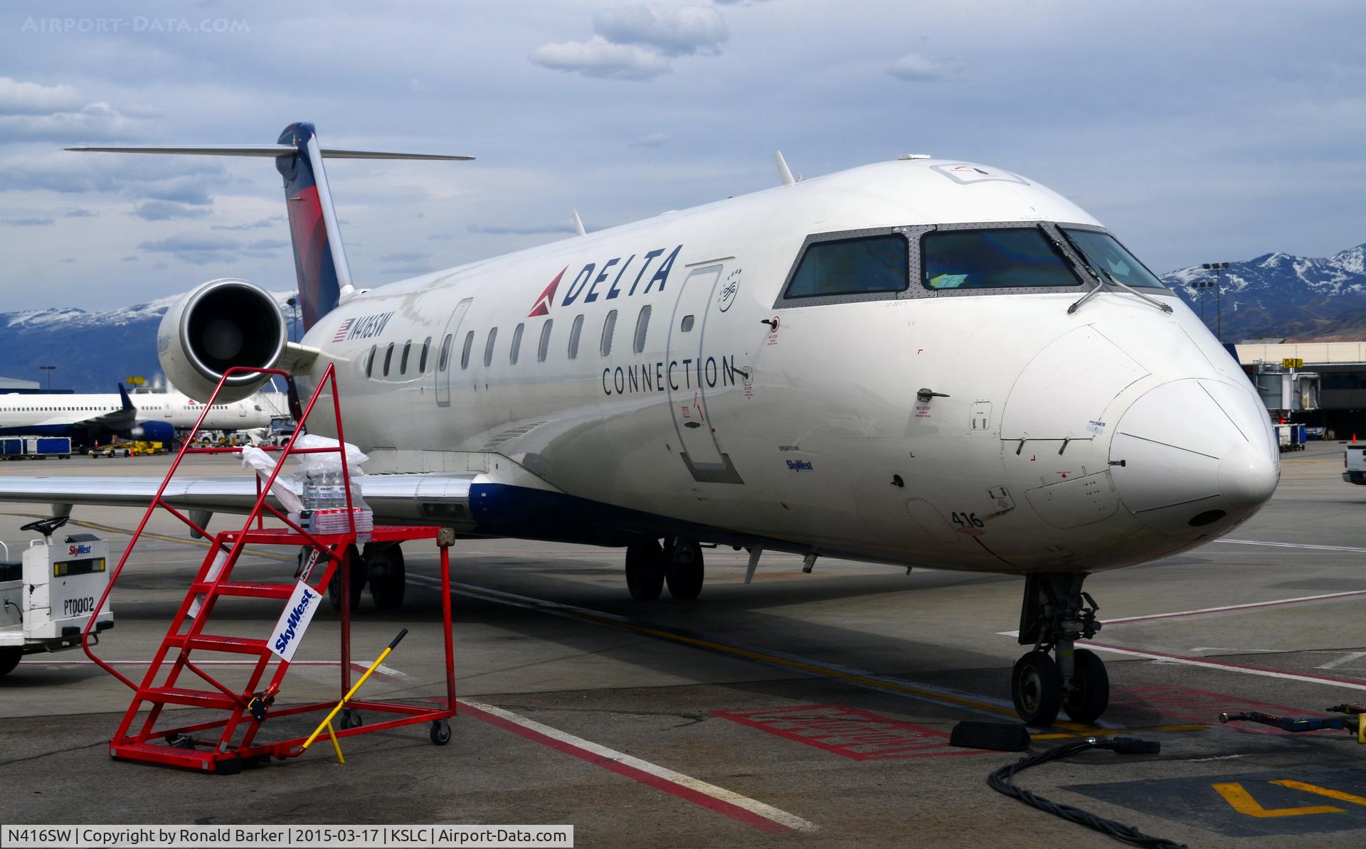 N416SW, 1995 Canadair CRJ-200 (CL-600-2B19) C/N 7089, At the gate SLC