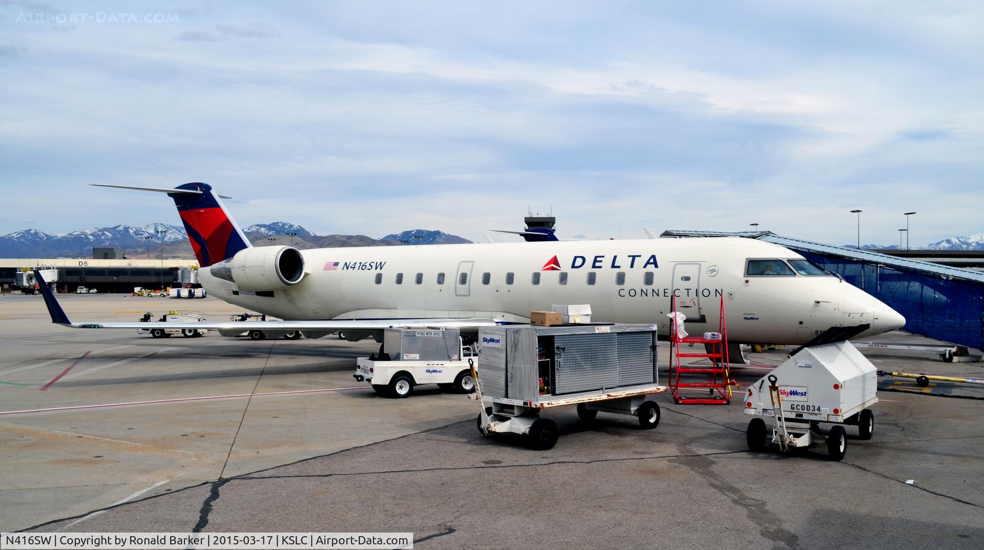 N416SW, 1995 Canadair CRJ-200 (CL-600-2B19) C/N 7089, At the gate SLC