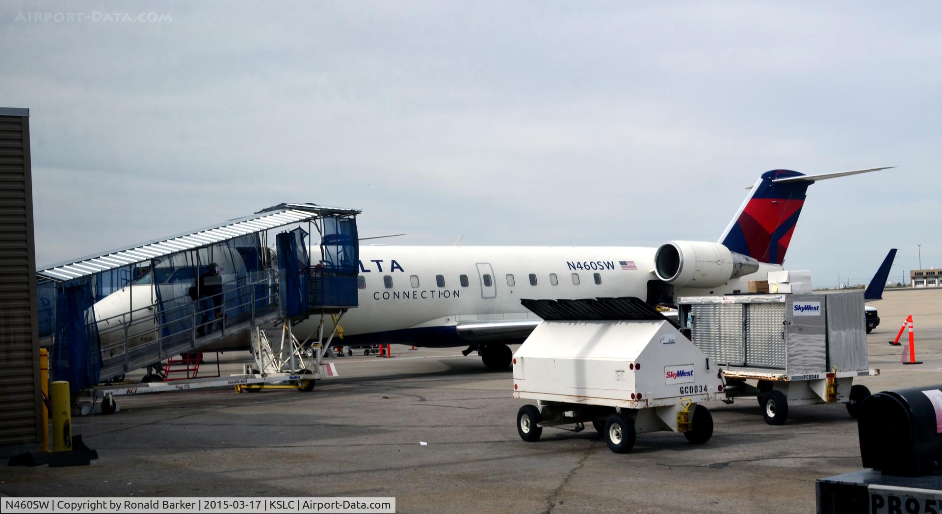 N460SW, 2003 Bombardier CRJ-200LR (CL-600-2B19) C/N 7803, at the gate SLC