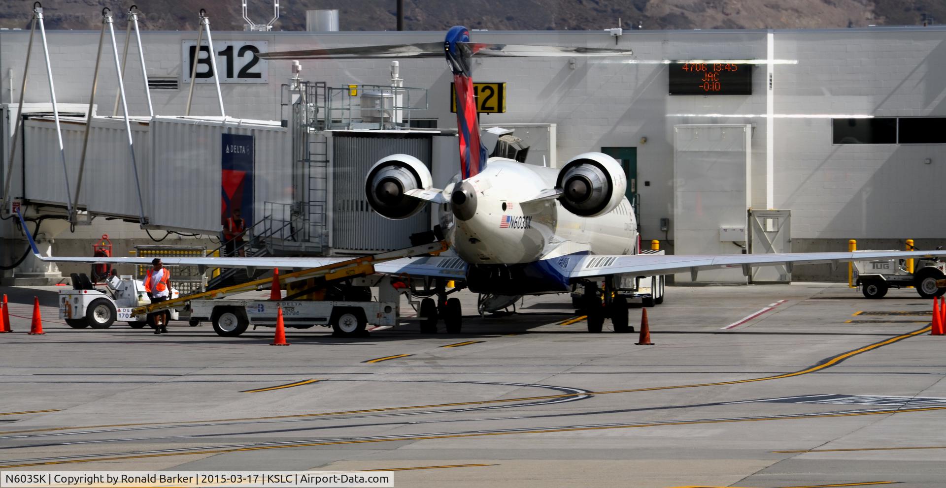 N603SK, 2006 Bombardier CRJ-702 (CL-600-2C10) Regional Jet C/N 10248, At the gate SLC