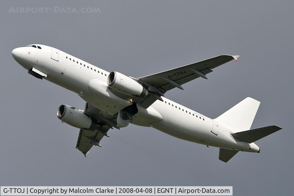 G-TTOJ, 2004 Airbus A320-232 C/N 2157, Airbus A320-232 climbing away on take off from Runway 25 at Newcastle Airport in 2008.