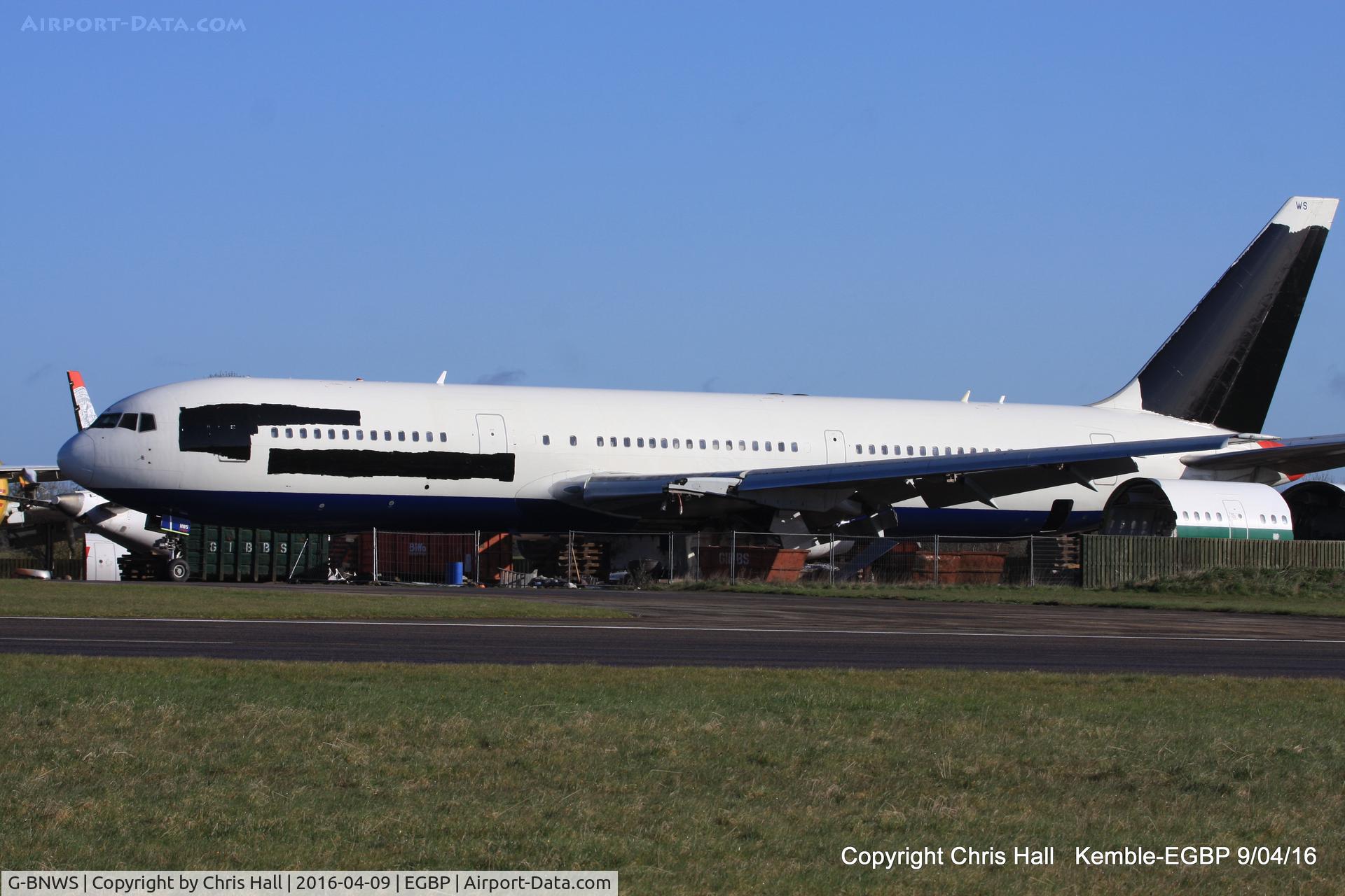 G-BNWS, 1992 Boeing 767-336 C/N 25826, in the scrapping area at Kemble